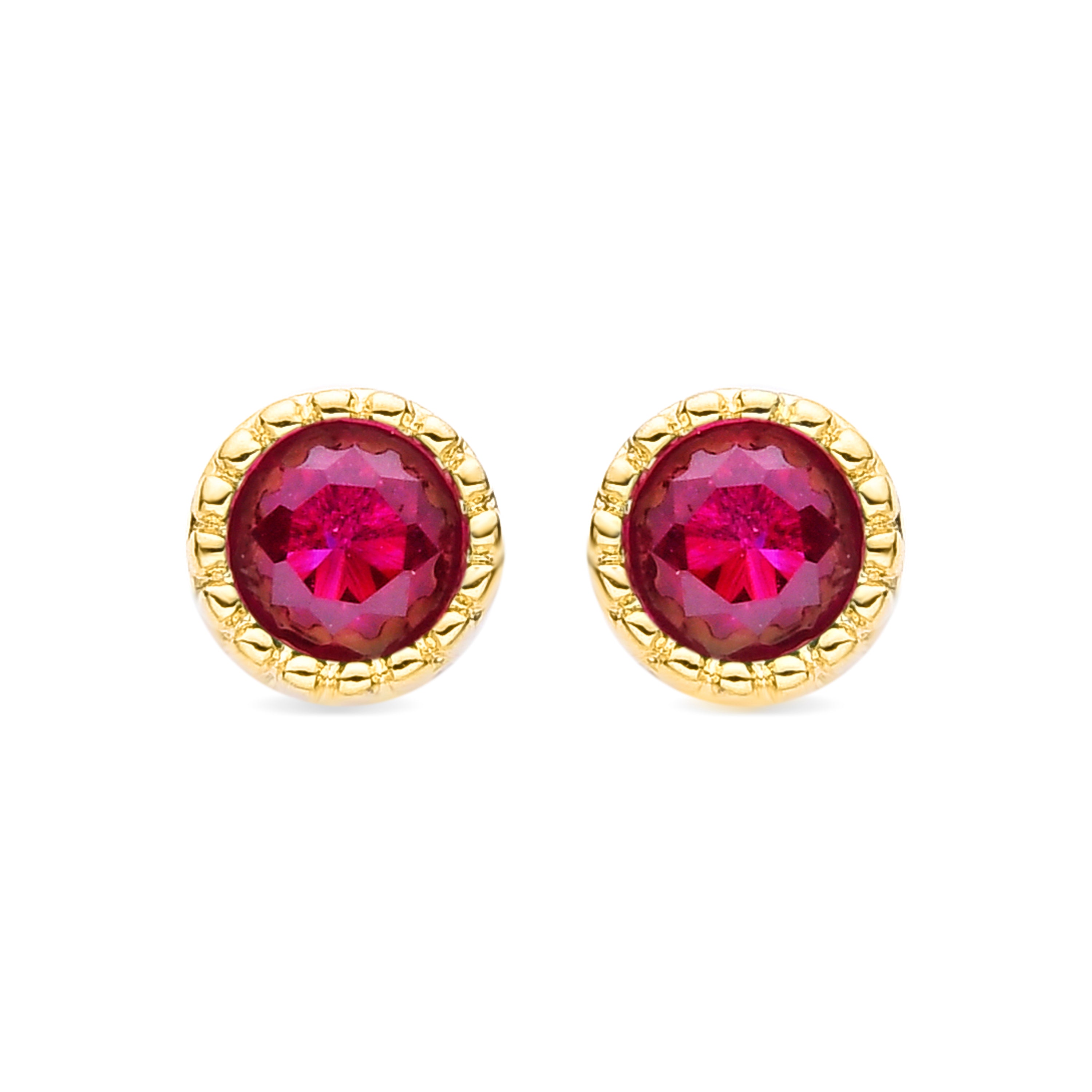Pendientes de Circonita Rubí acabados en oro amarillo de 18K - Hamu