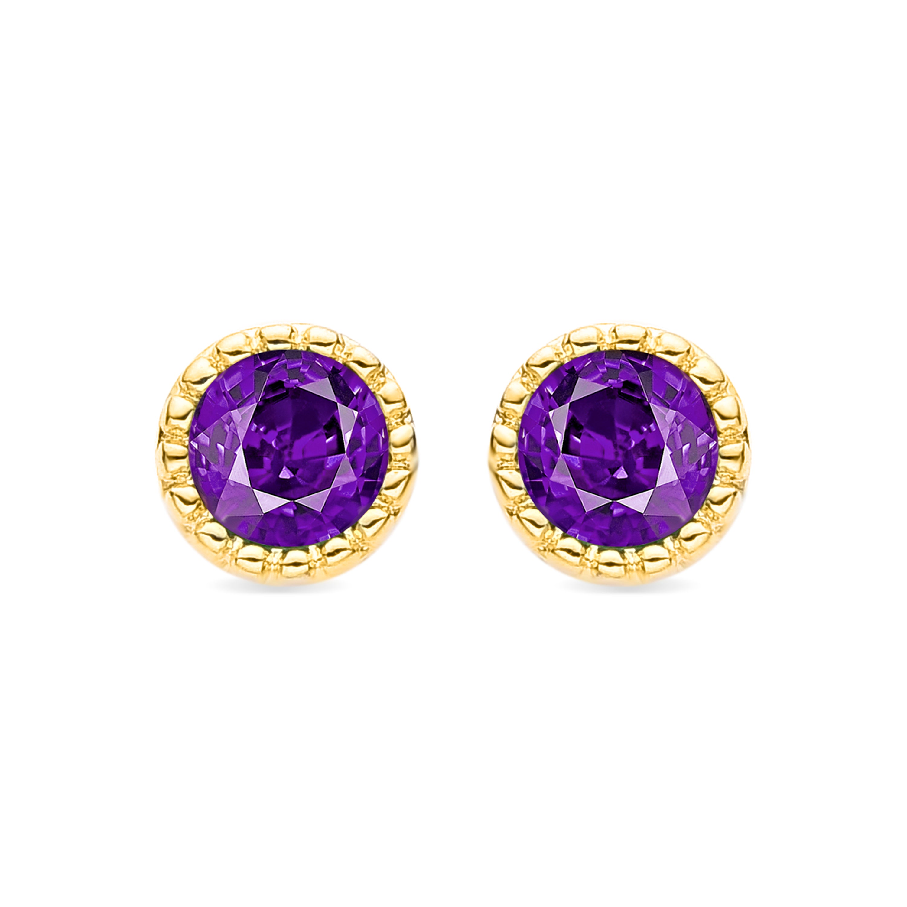 Pendientes de Circonita Amatista acabados en oro amarillo de 18K - Hamu