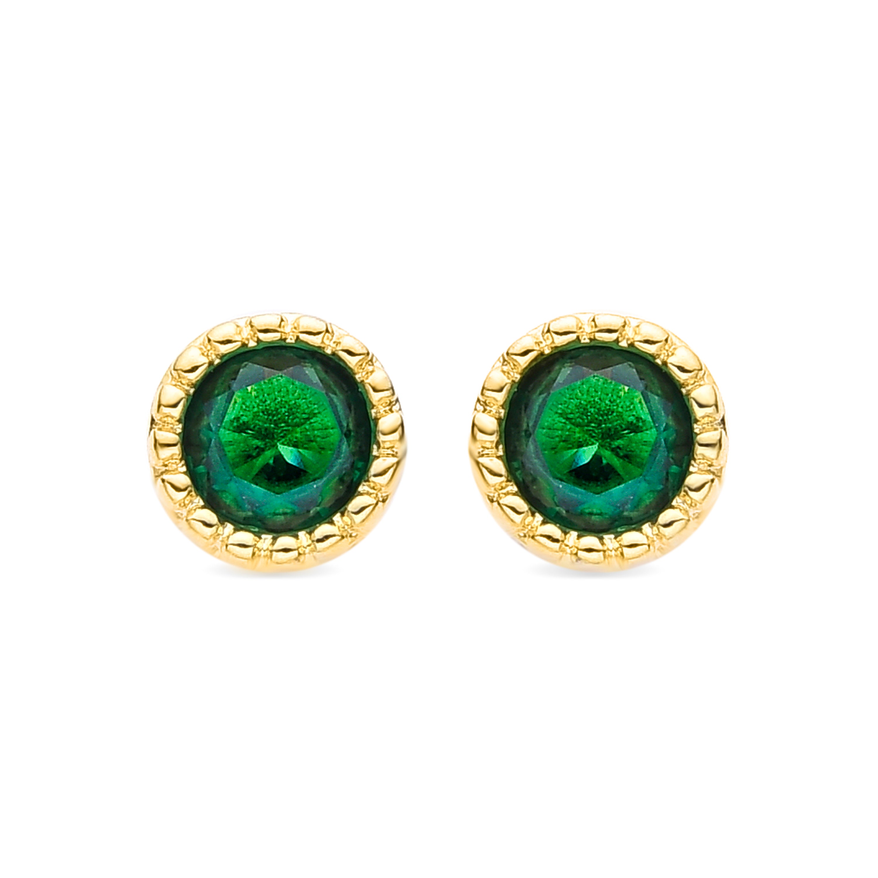 Pendientes de Circonita Esmeralda acabados en oro amarillo de 18K - Hamu