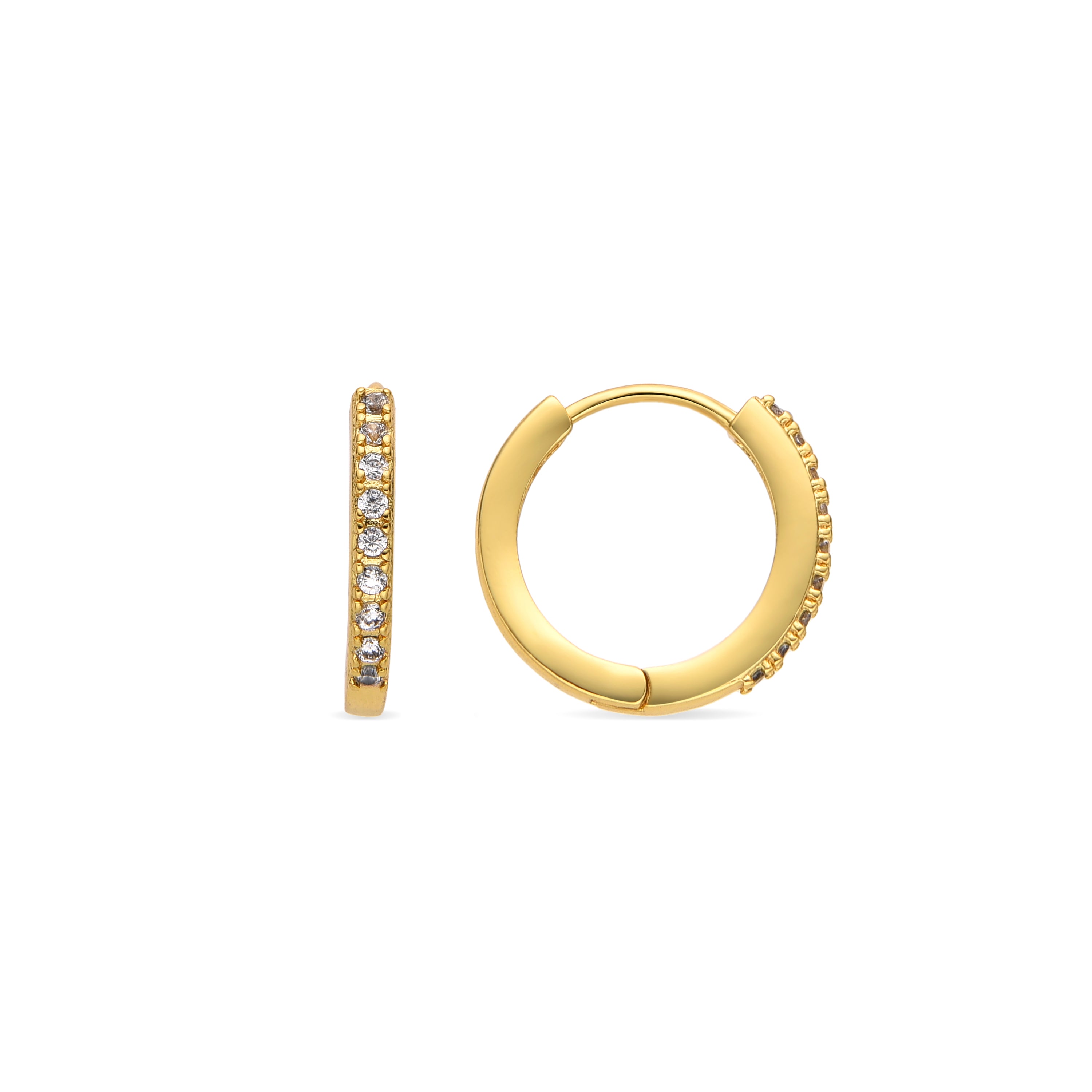 Pendientes de 12mm de diámetro con Circonita Brillante acabado oro 18k - Kadin