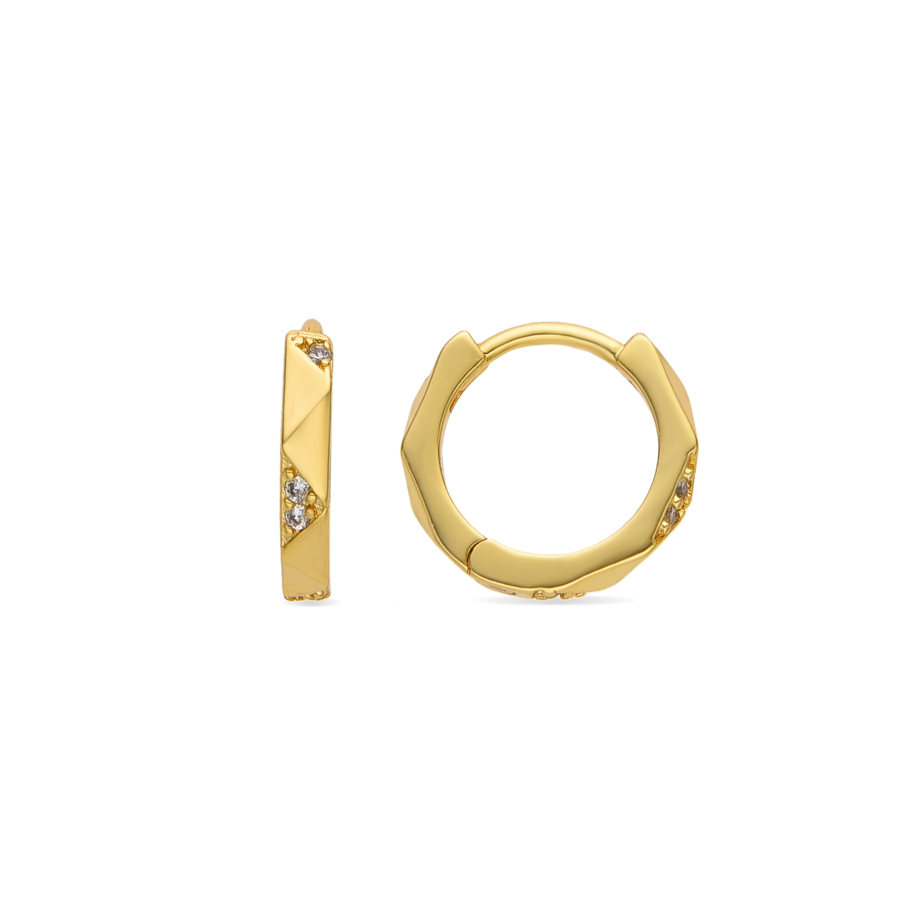 Pendientes de 9mm de diámetro con Circonita Brillante acabado oro 18k - Shio
