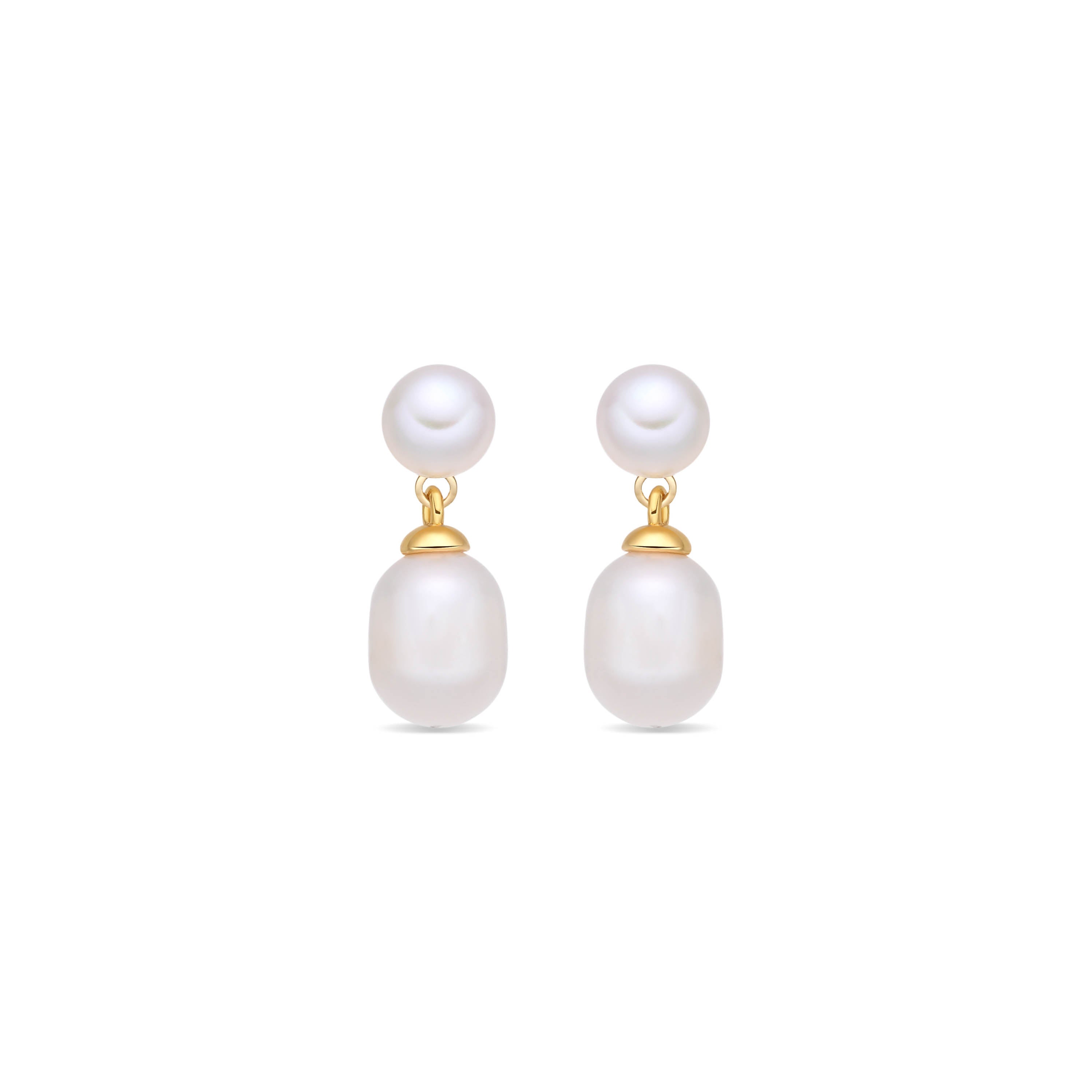 Pendientes de Perla Blanca acabado en oro amarillo de 18k - Rakco