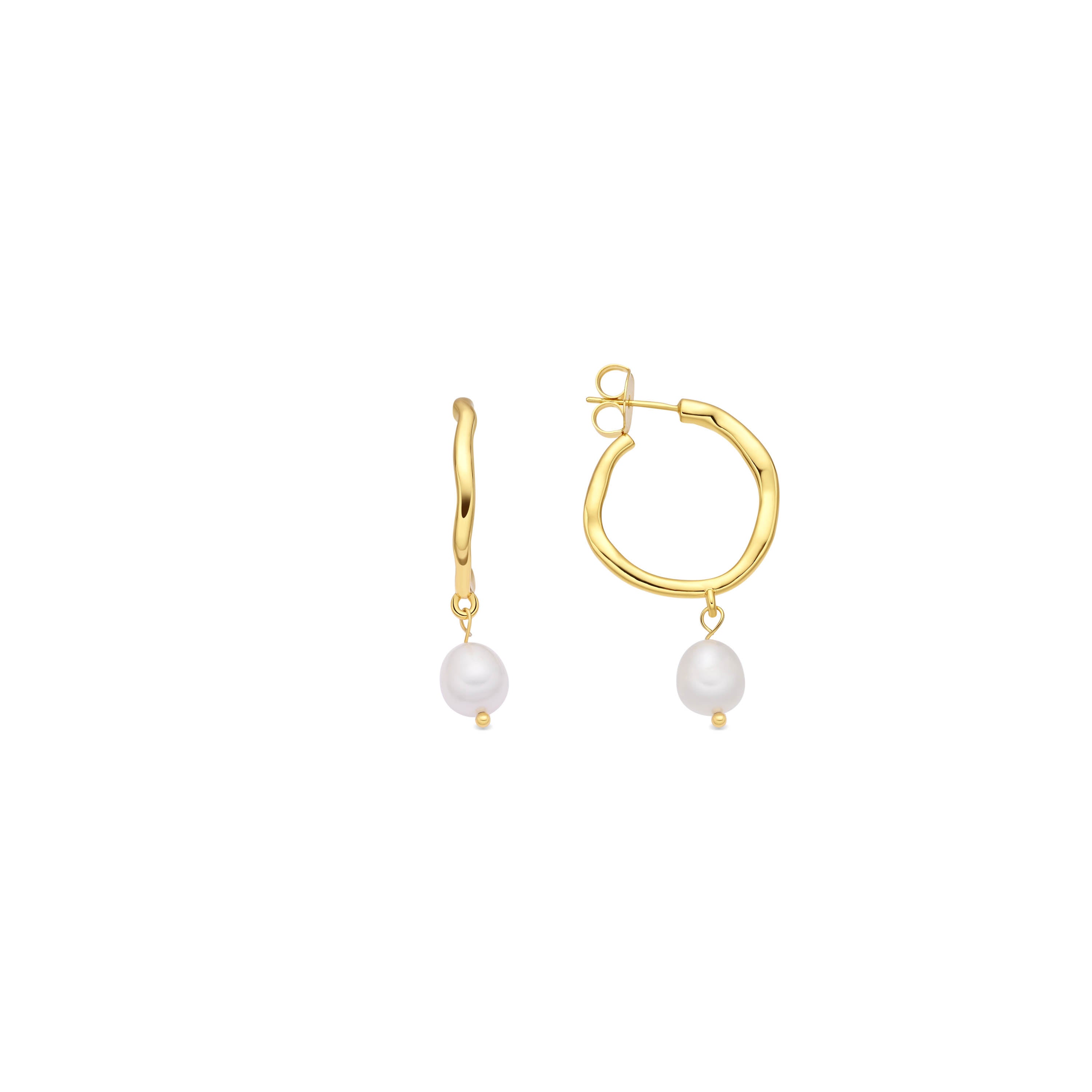 Pendientes de Perla Blanca acabado en oro amarillo de 18k - Salib