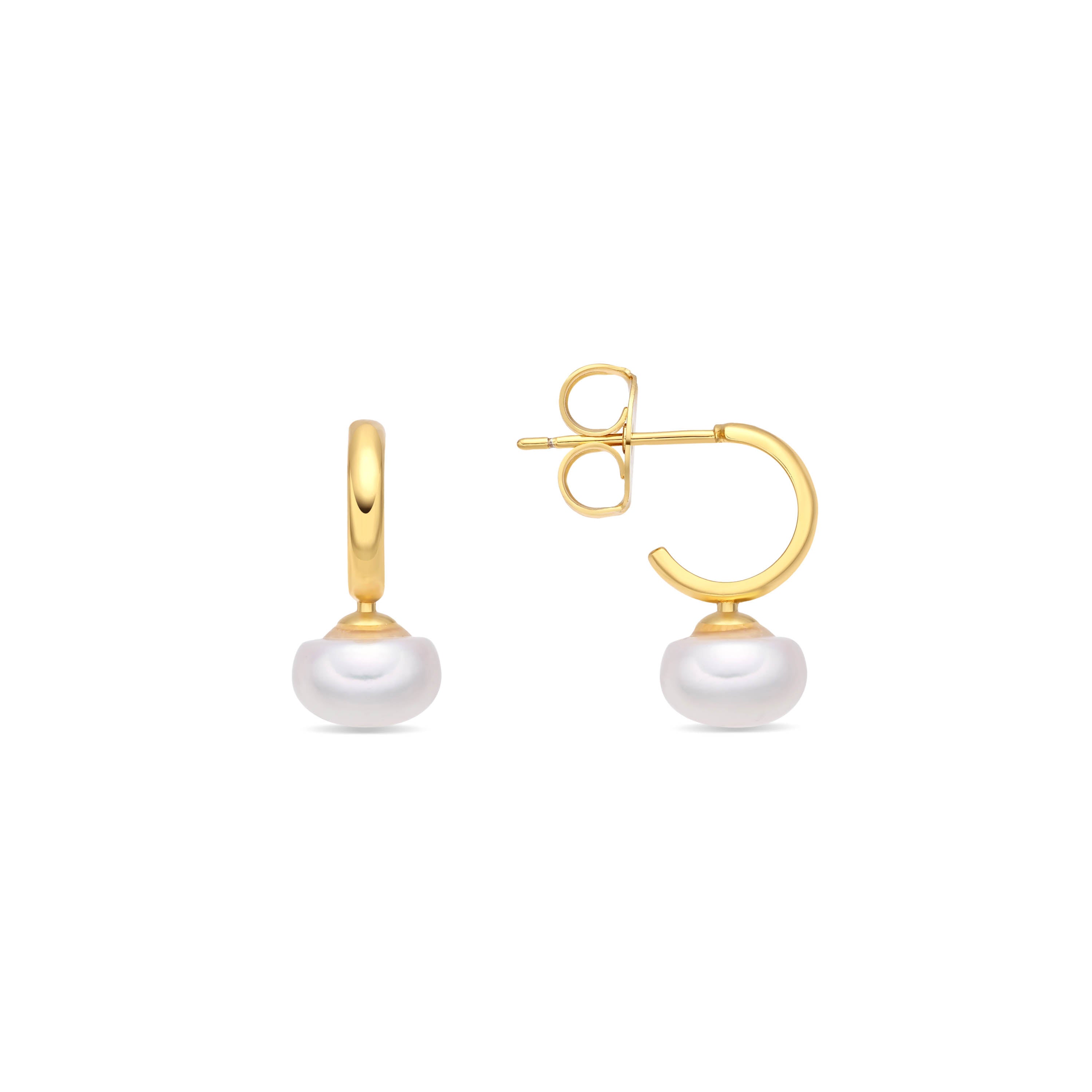 Pendientes de Perla Blanca acabado en oro amarillo de 18k - Hew