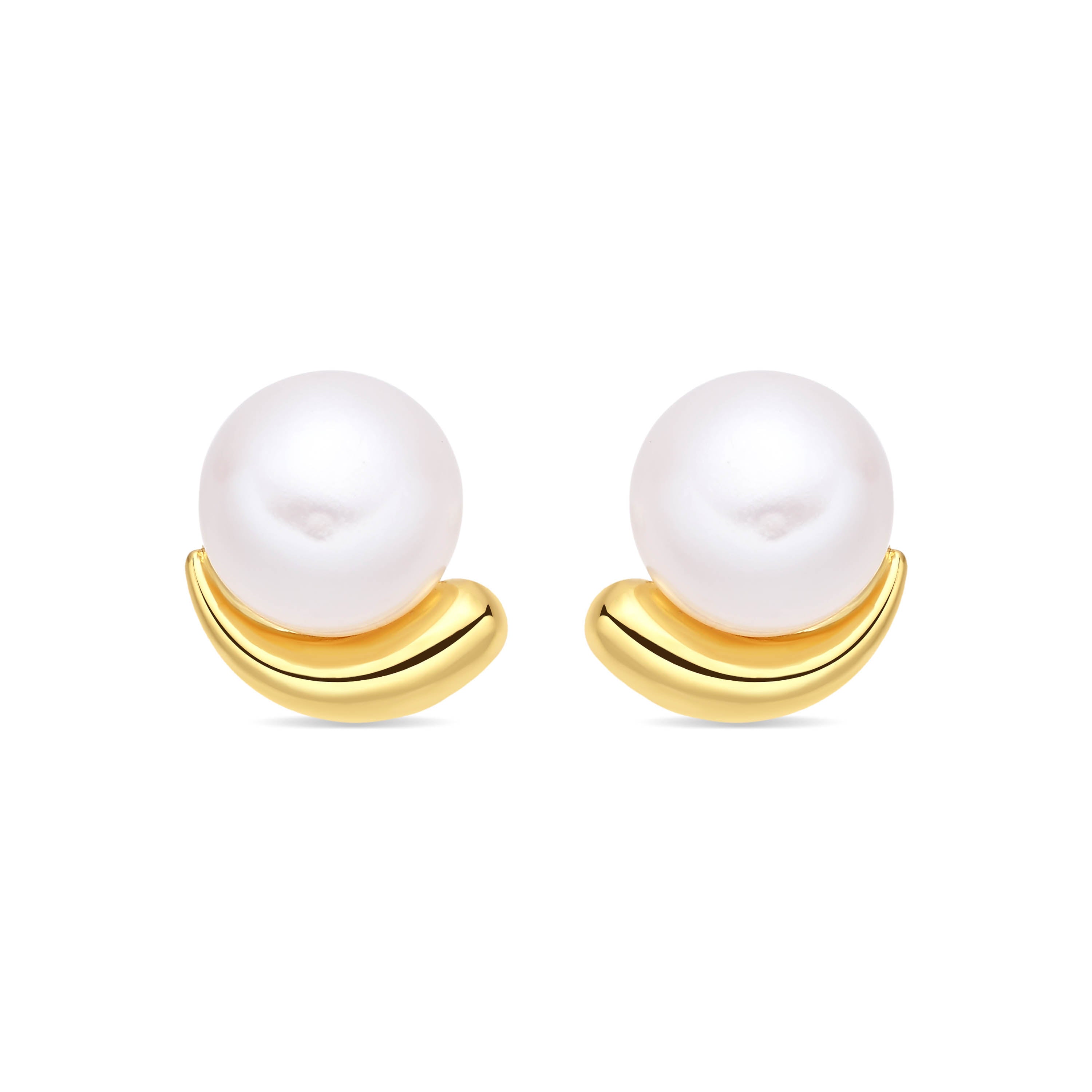 Pendientes de Perla Blanca acabado en oro amarillo de 18k - Zola