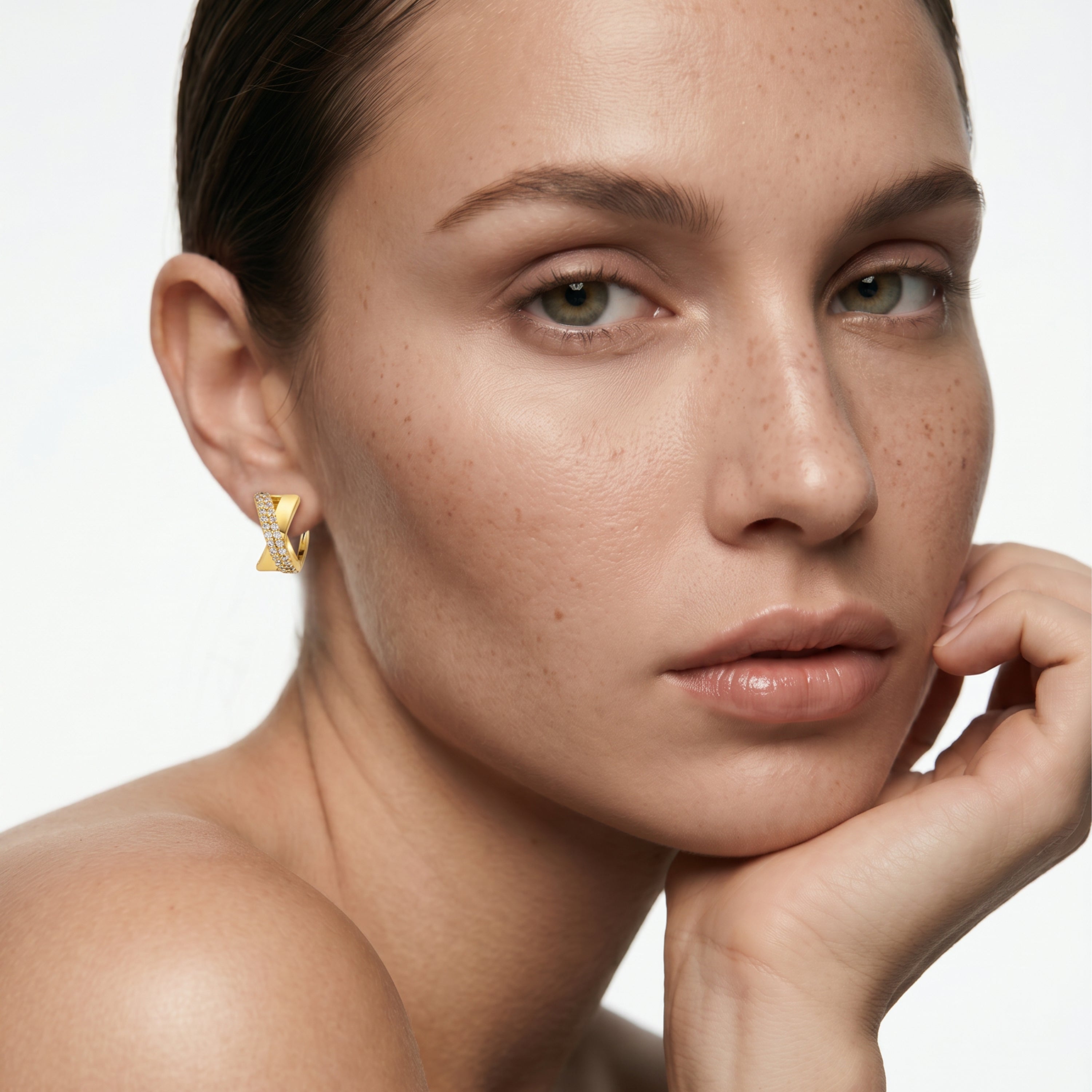 Pendientes de Circonita Brillante acabado en oro amarillo de 18k - Ihade