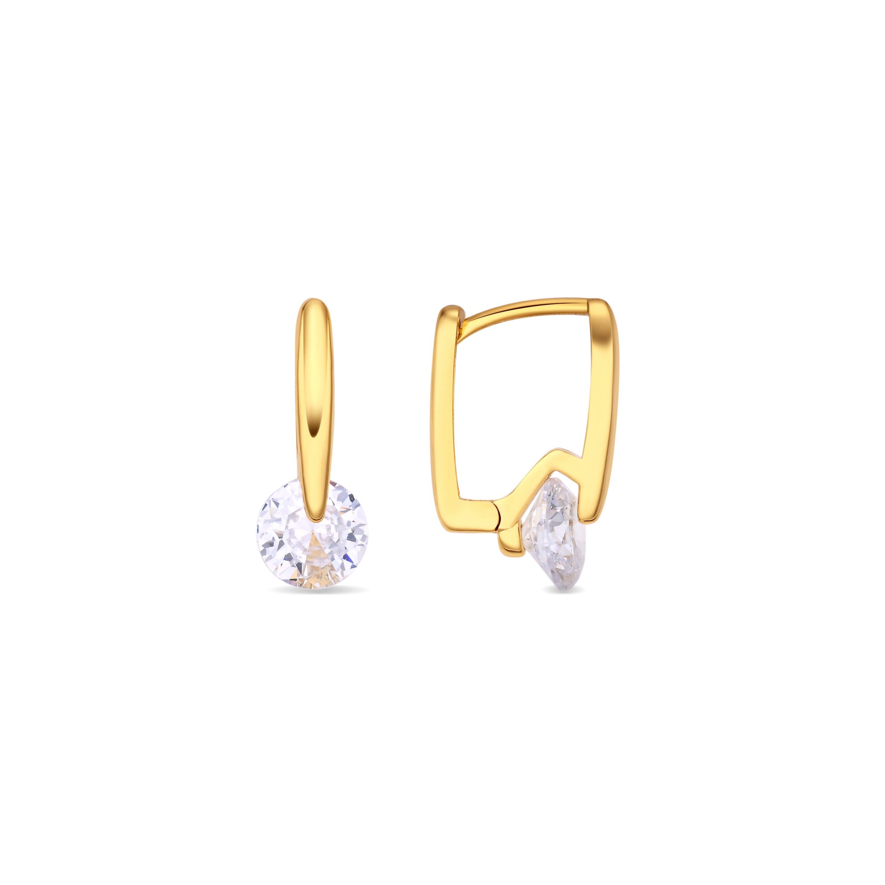 Pendientes de Circonita Brillante acabado en oro amarillo de 18k - Loranli