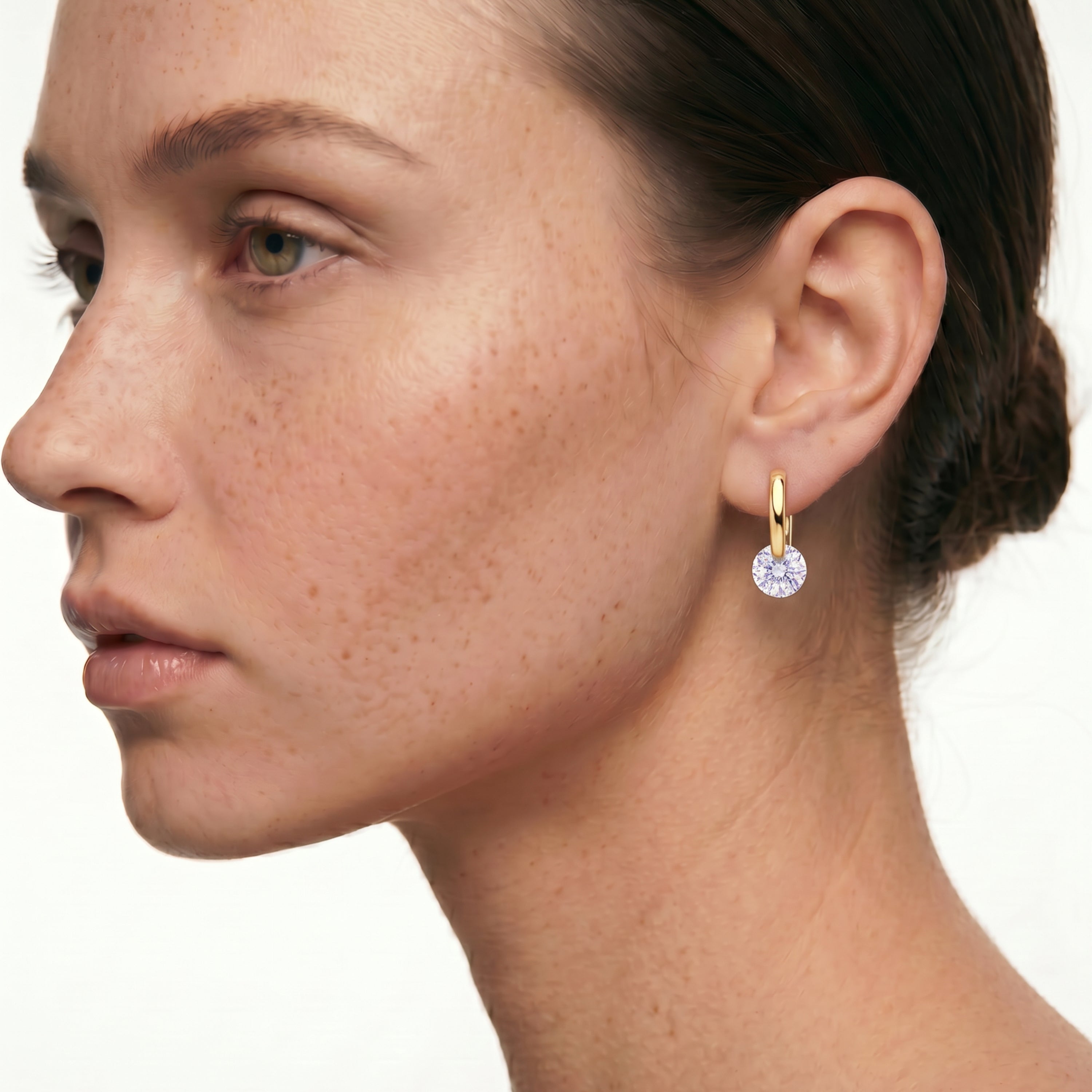 Pendientes de Circonita Brillante acabado en oro amarillo de 18k - Loranli