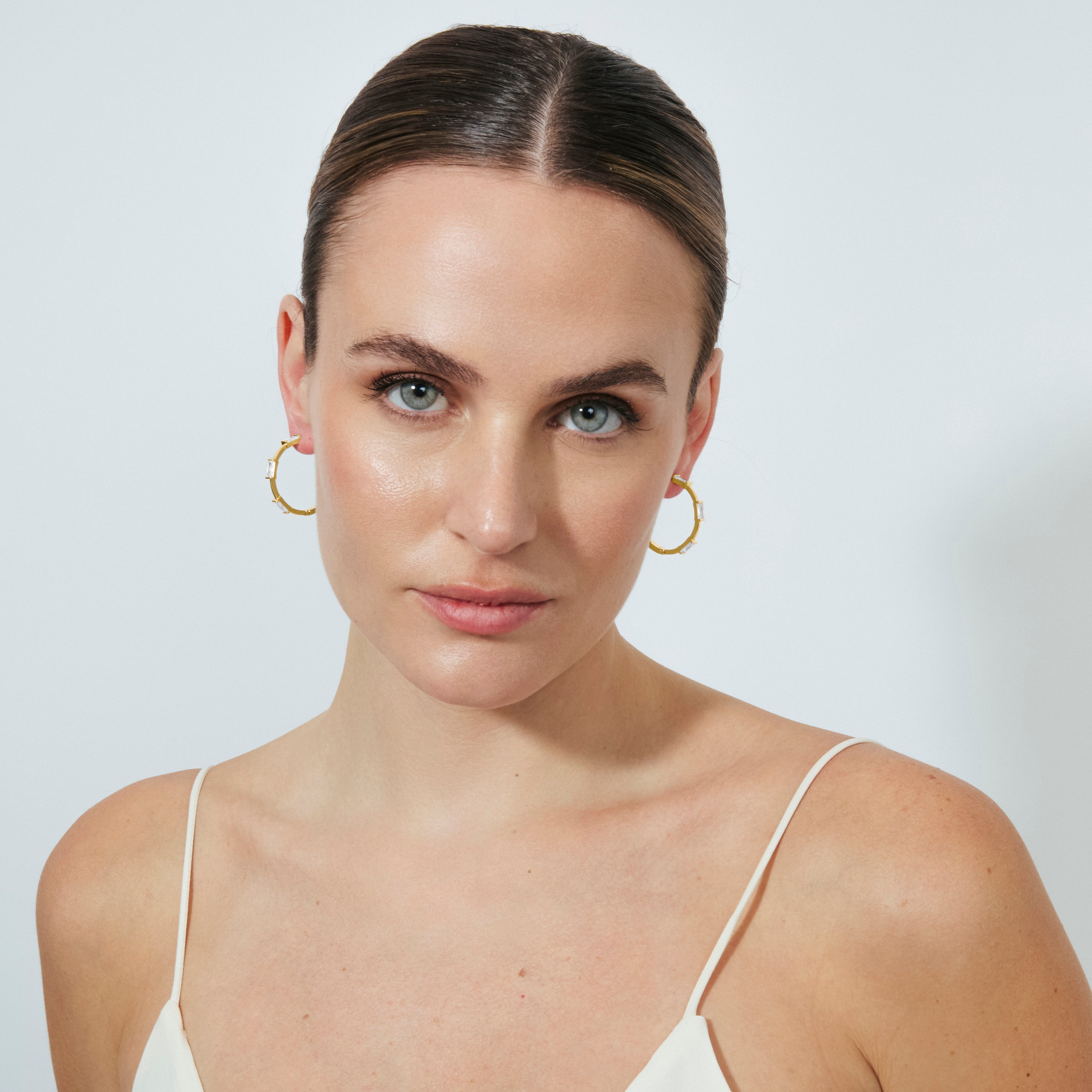 Pendientes de Circonita Brillante acabado en oro amarillo de 18k - Shise