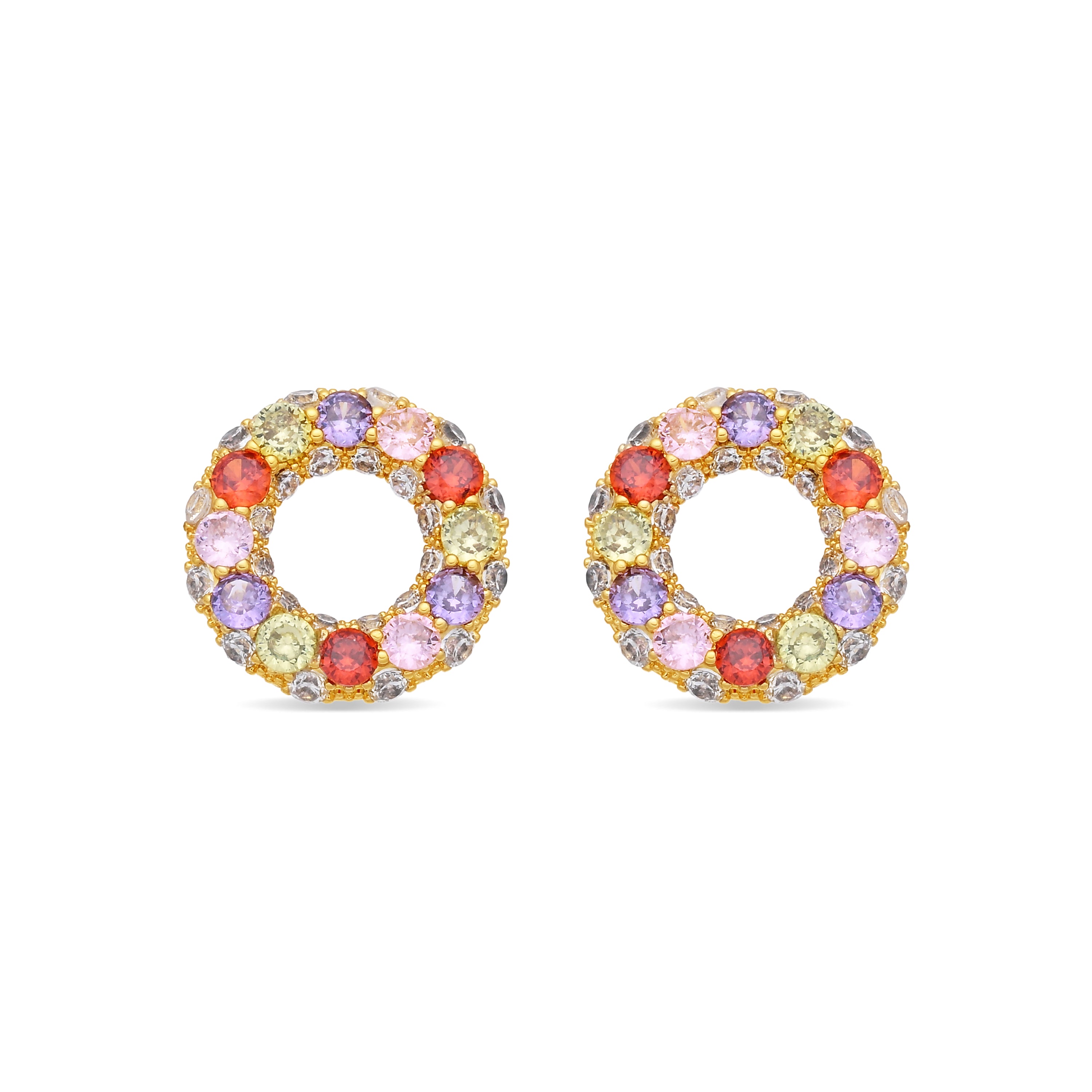 Pendientes de Circonita Multicolor acabado en oro amarillo de 18k - Kahaylo