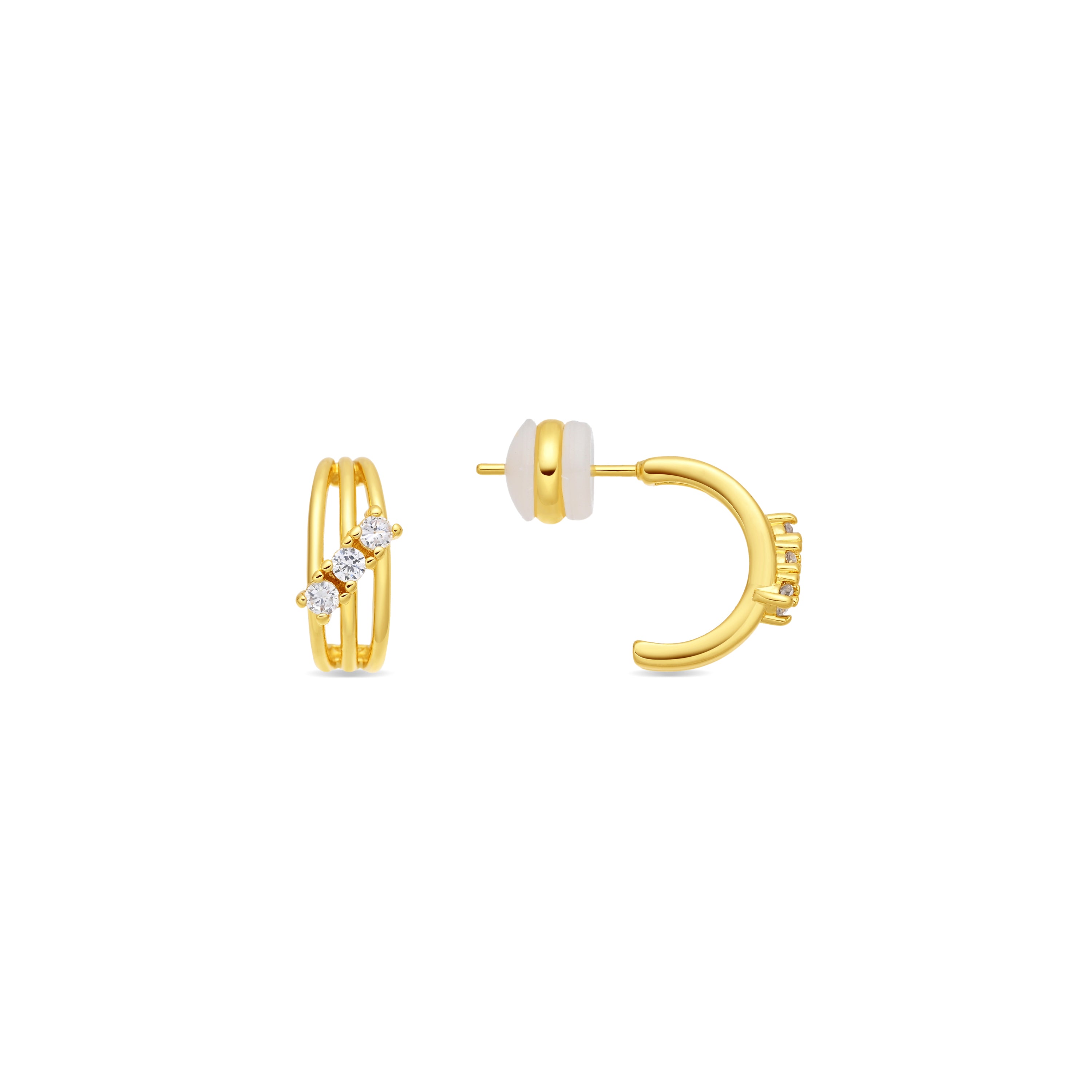 Pendientes de Circonita Brillante acabado en oro amarillo de 18k - Folex