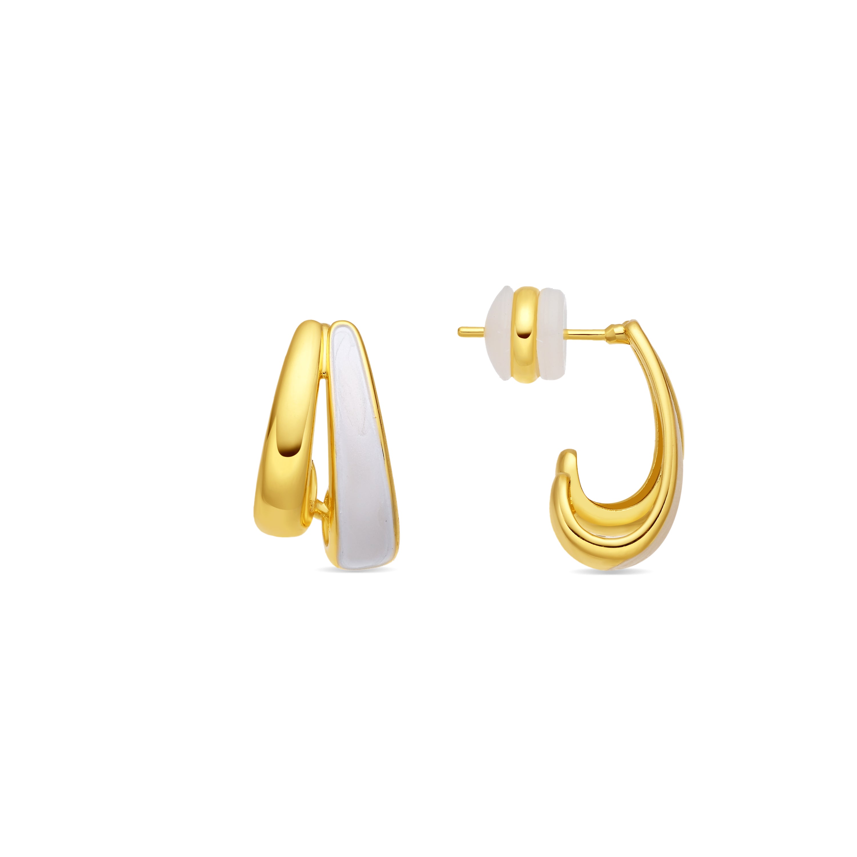 Pendientes de Lacado Blanco acabado en oro amarillo de 18k - Tae