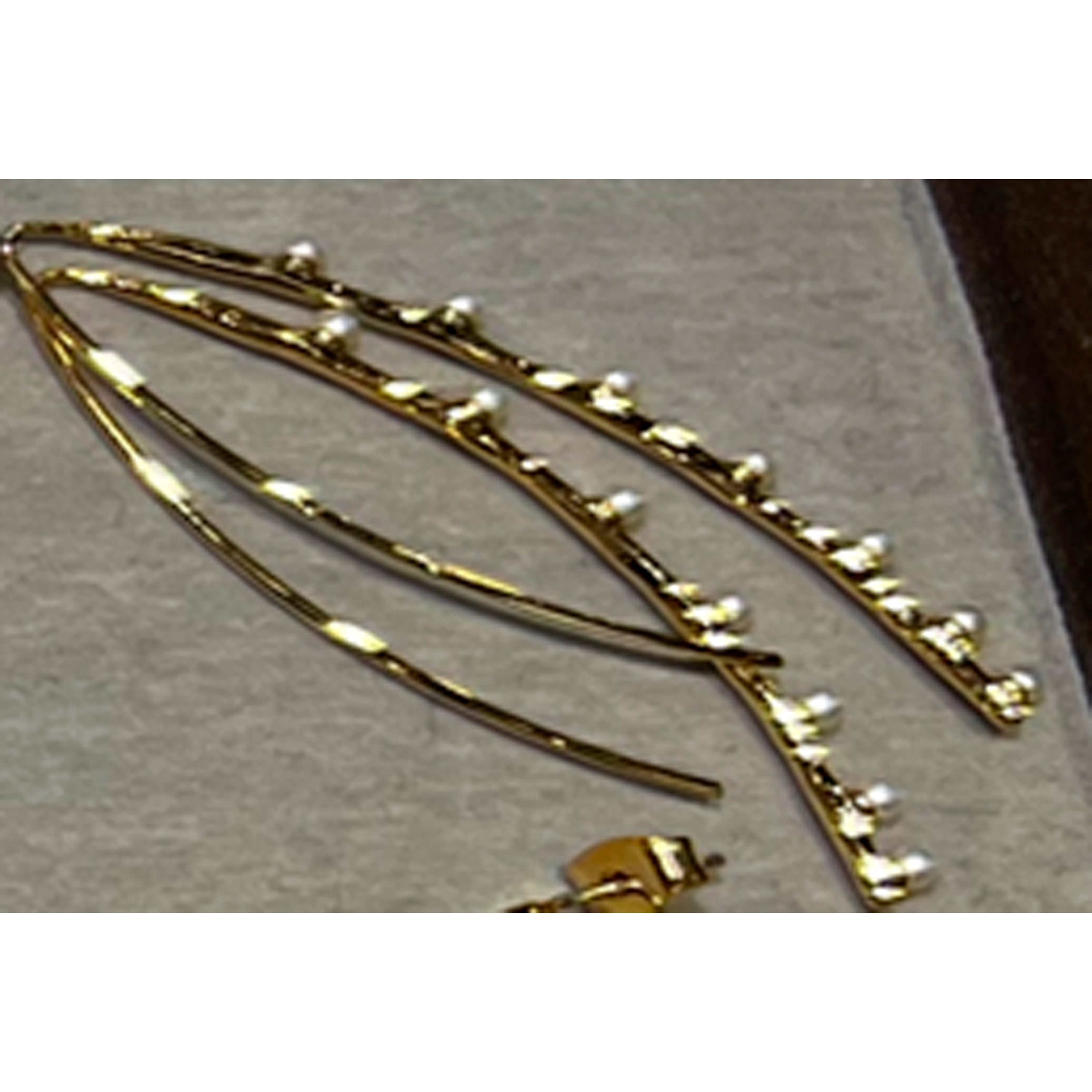 Pendientes de Aleación de Metal y Perla Blanca acabado en oro amarillo de 18k - Grim