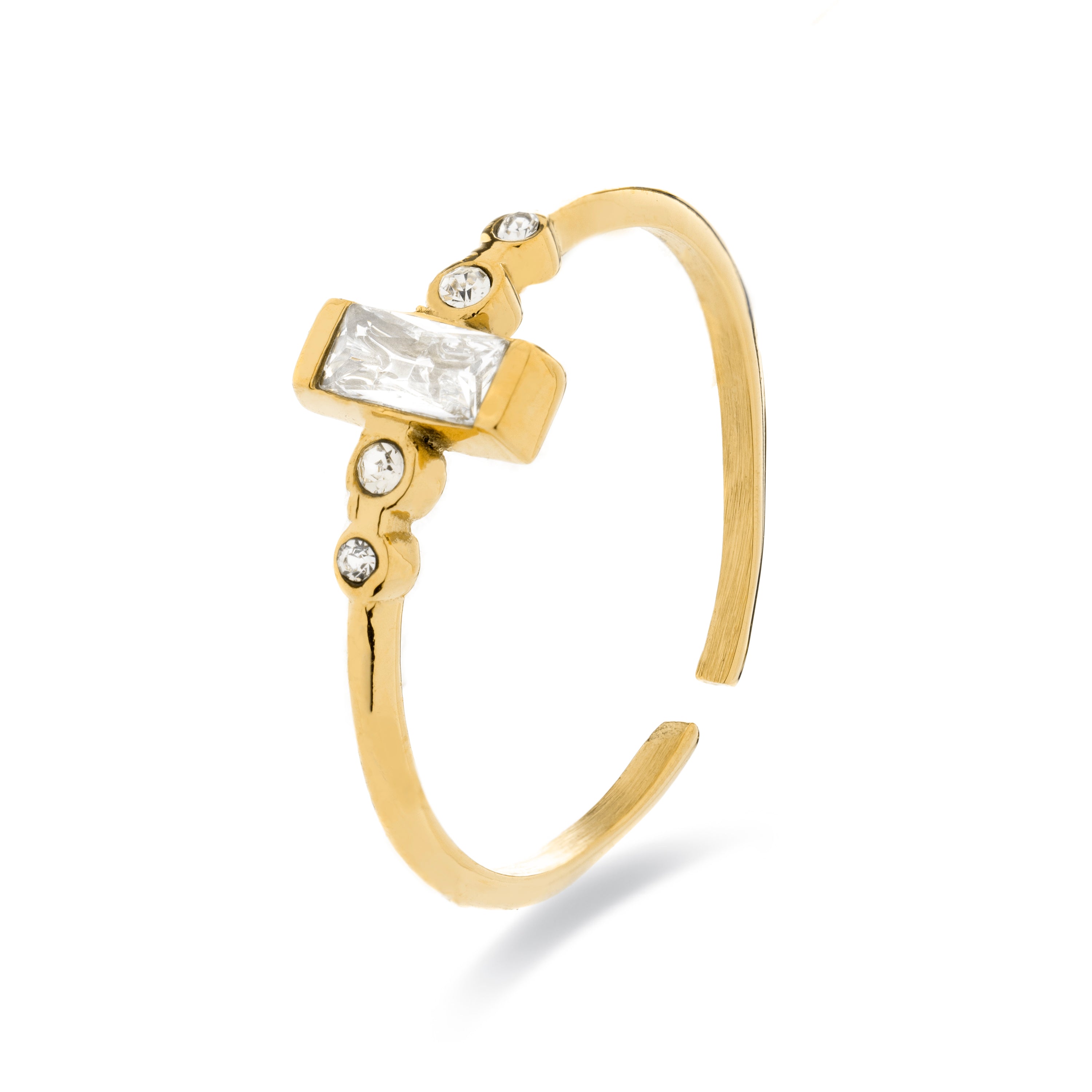 Anillo de Circonita Brillante acabado en oro amarillo de 18K- Lyt