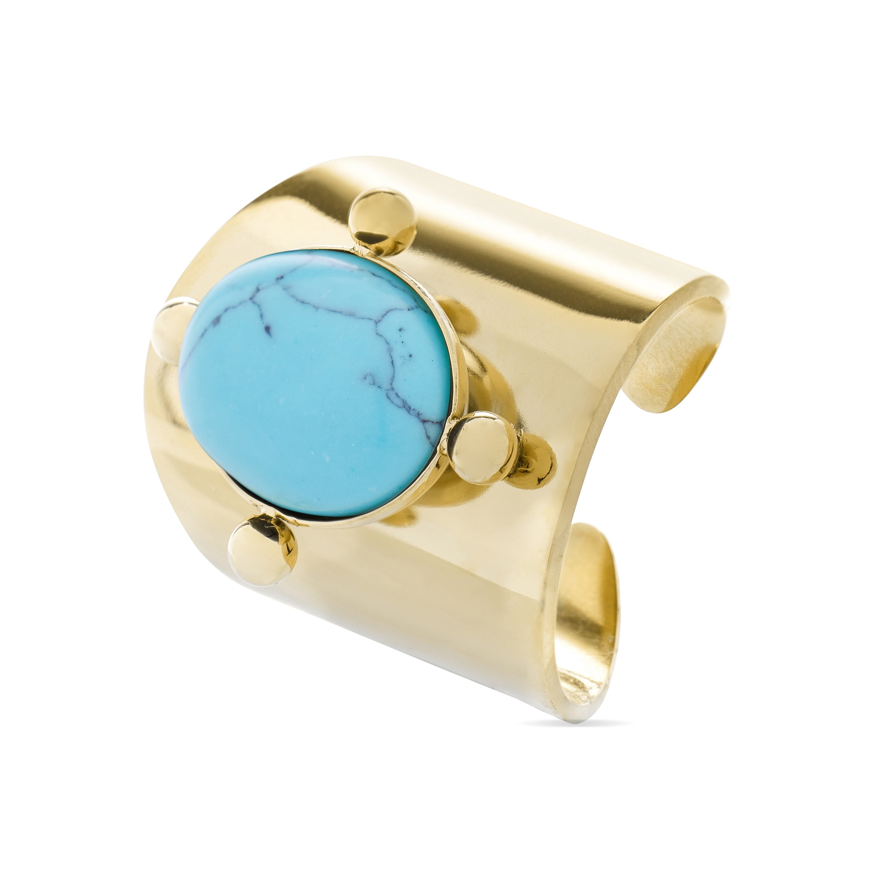 Anillo de Turquesa acabado en oro amarillo de 18K- Kumora