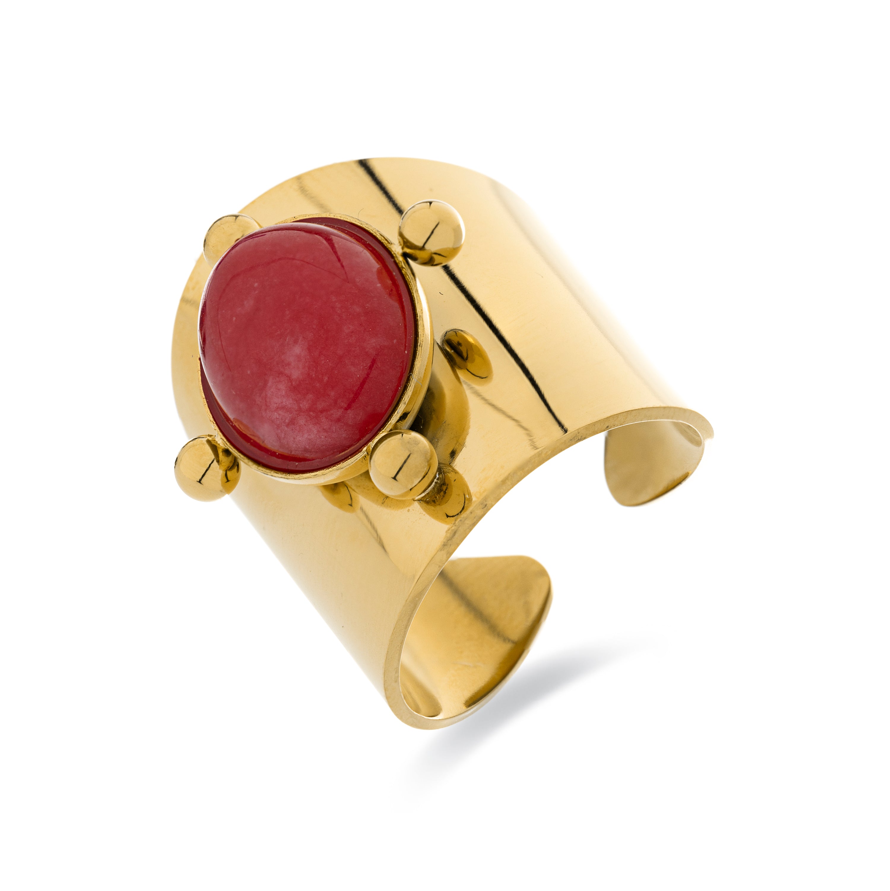 Anillo de Coral acabado en oro amarillo de 18k - Euvia