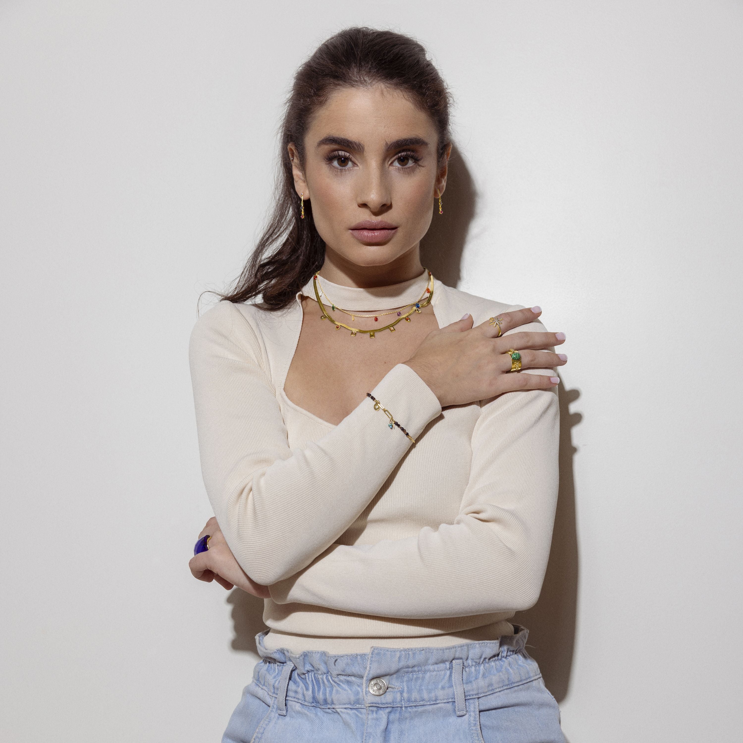 Anillo de Malaquita acabado en oro amarillo de 18K- Dadao