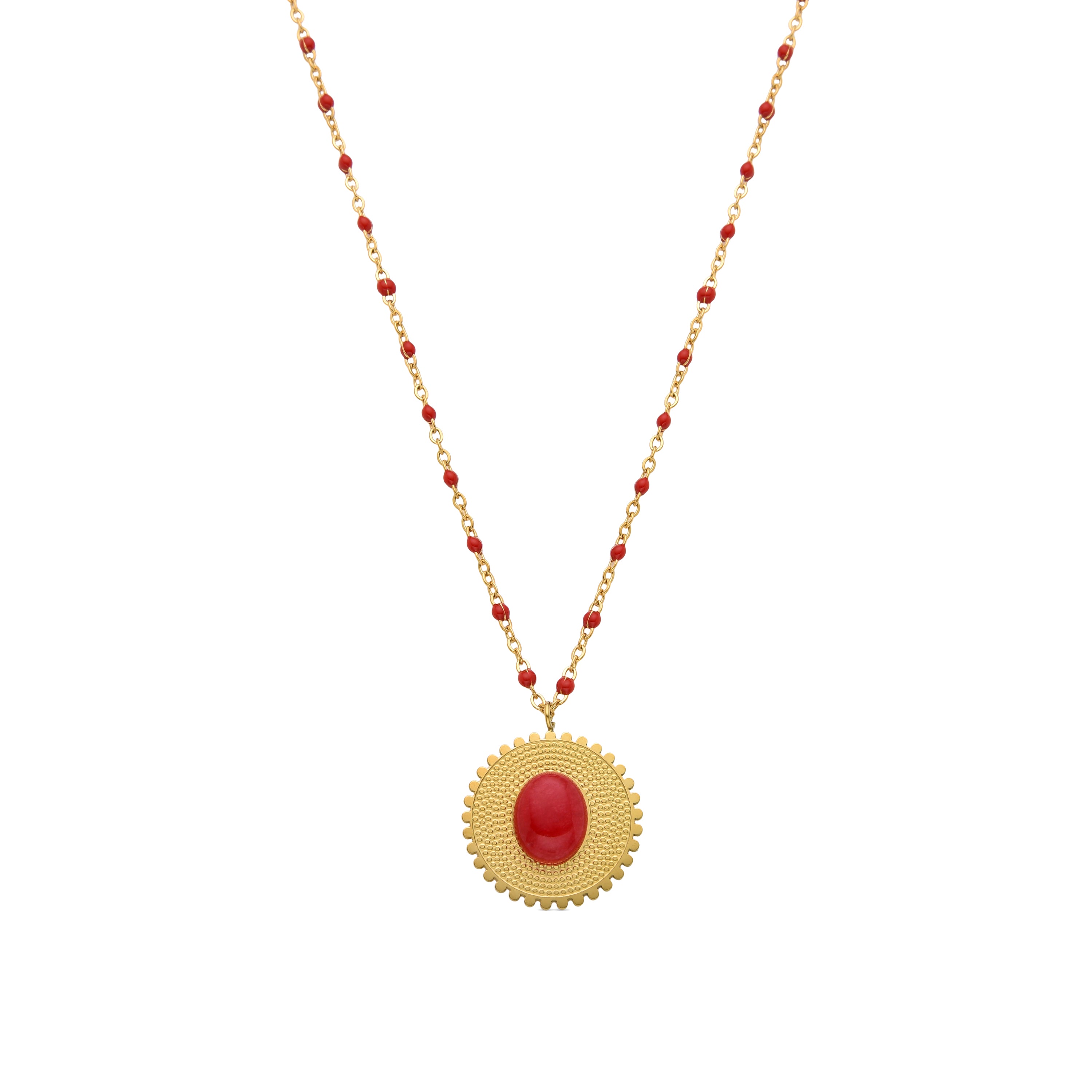 Collar de Coral acabado en oro amarillo de 18K- Zarwa