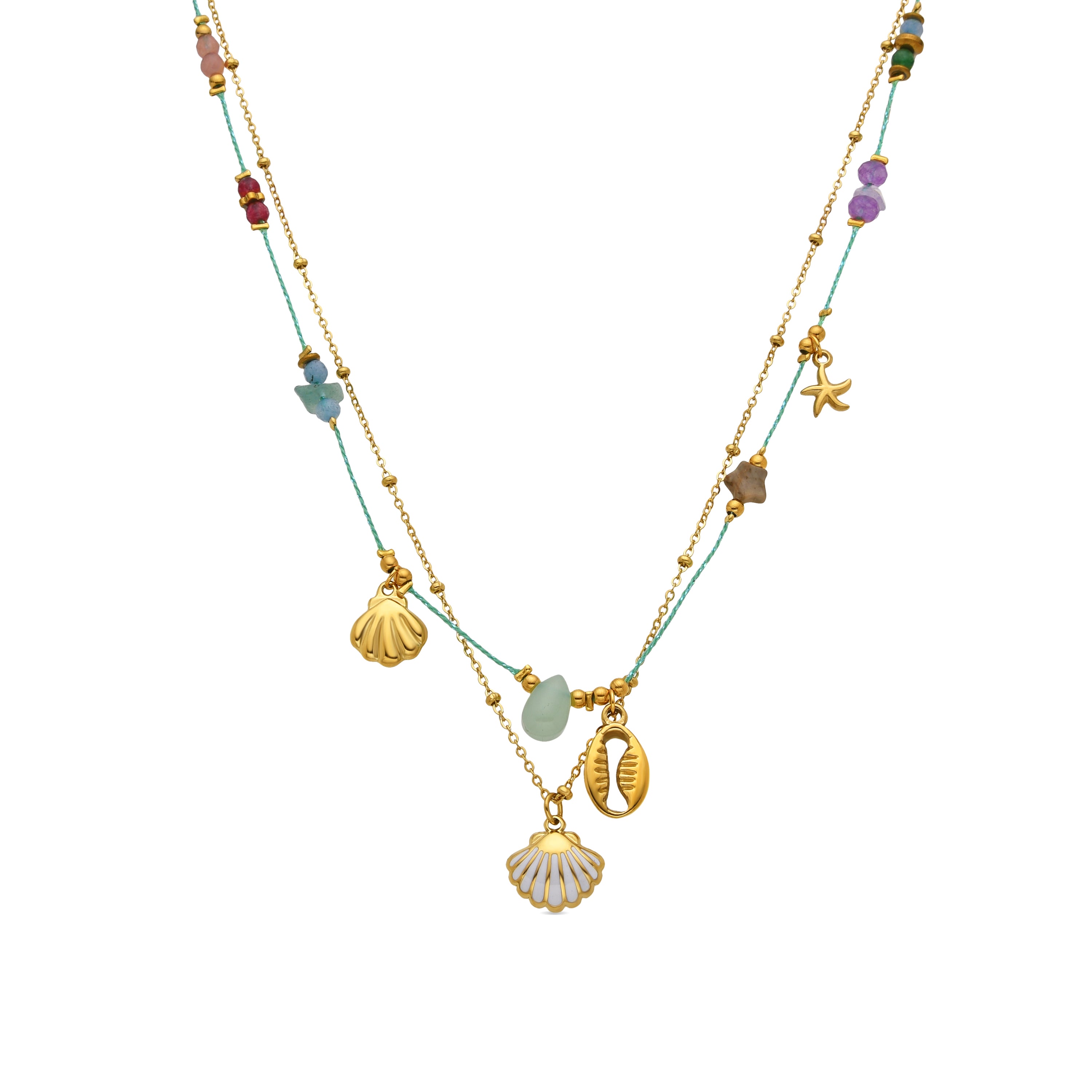 Collier avec Cristal Multicolore finition or 18k - Kerad