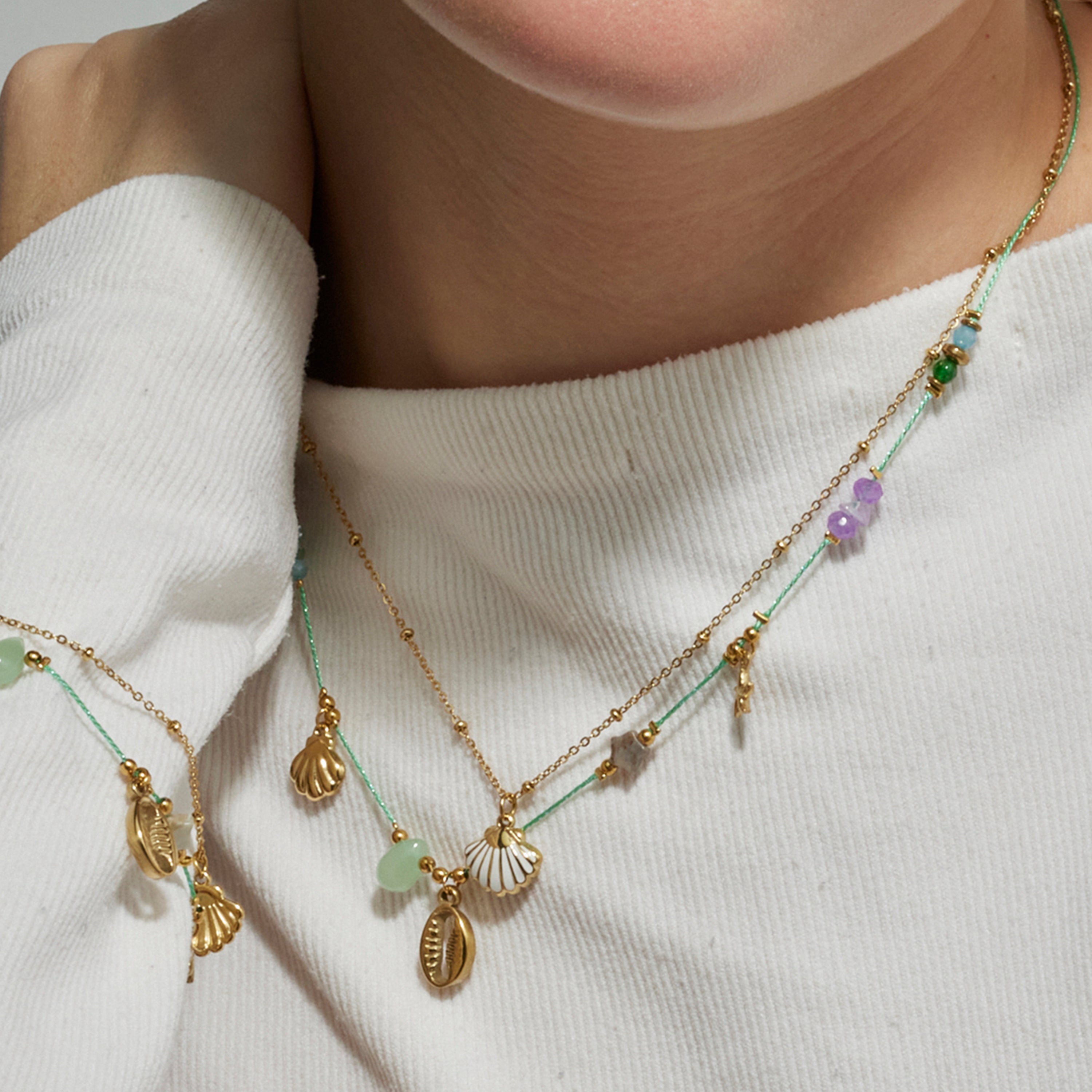 Collier avec Cristal Multicolore finition or 18k - Kerad