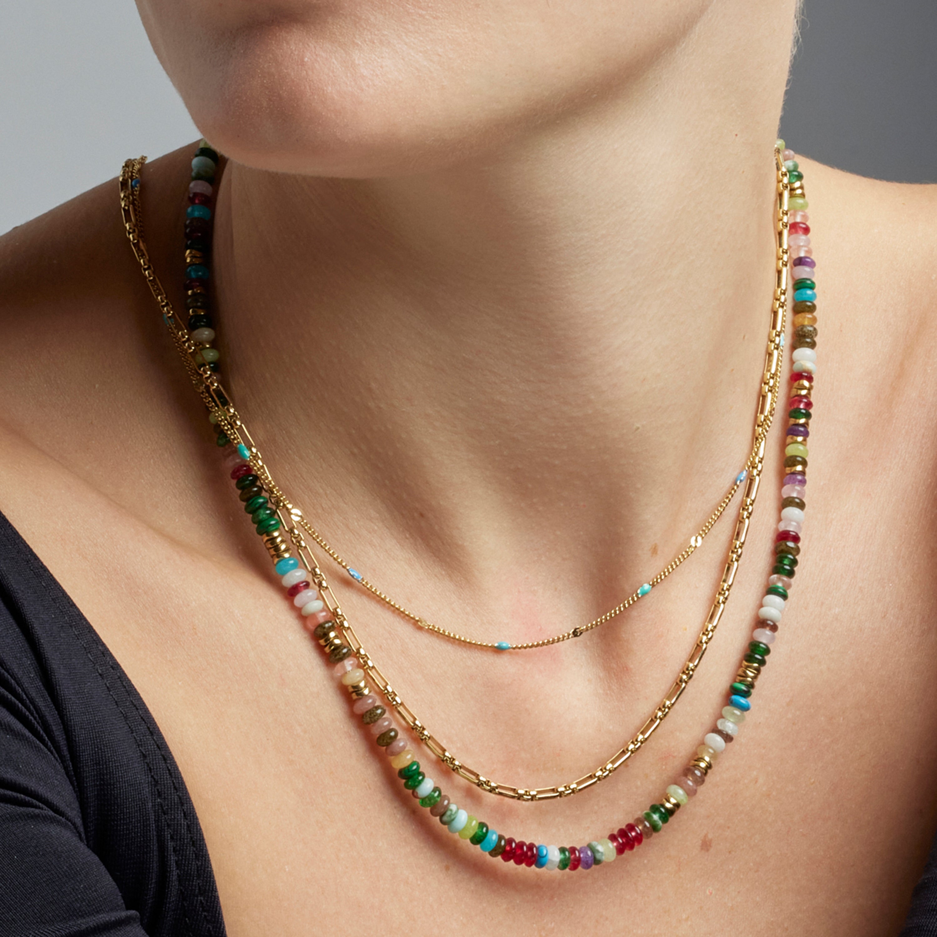 Collier avec Cristal Multicolore finition or 18k - Issne