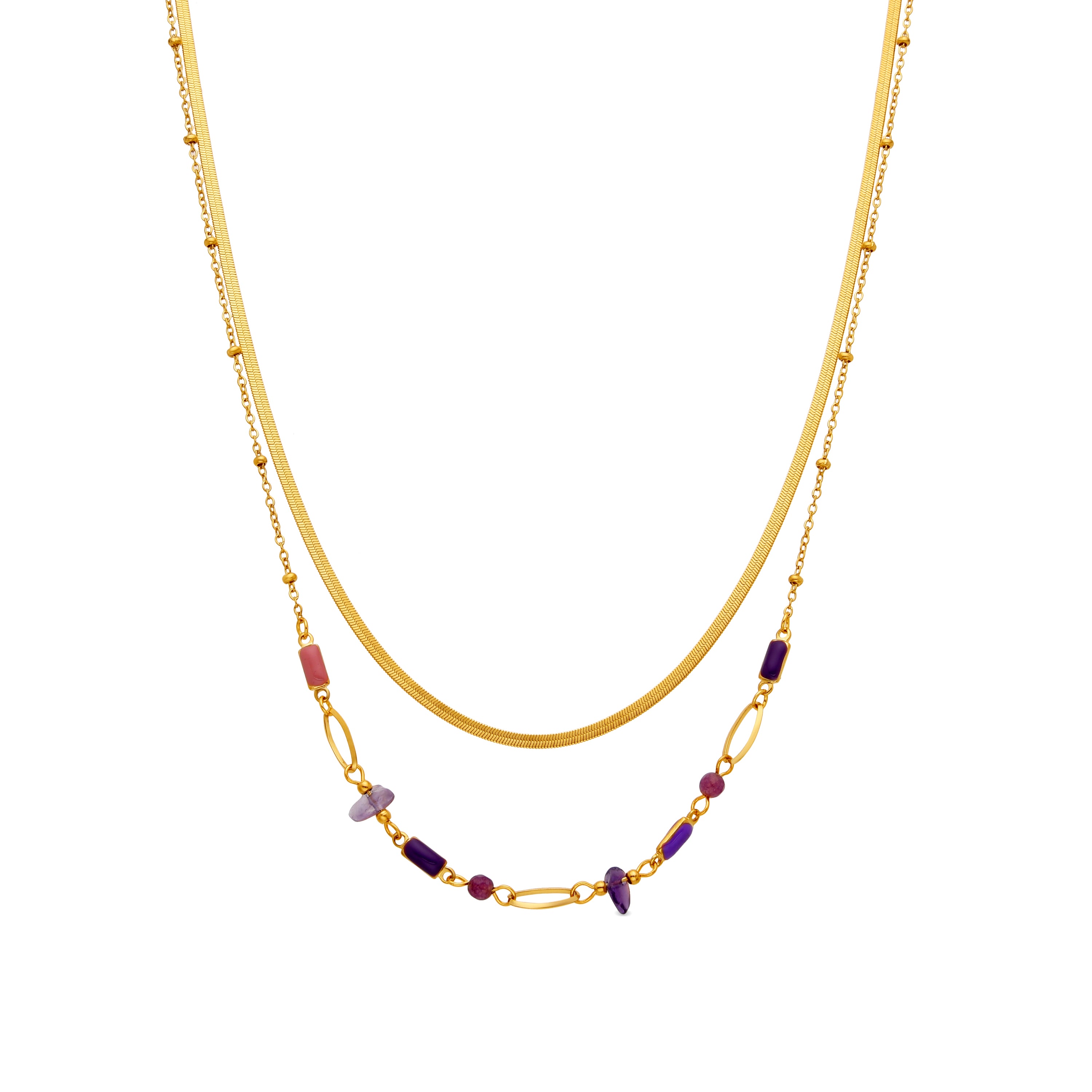 Collier avec laque multicolore finition or 18k - Rysai