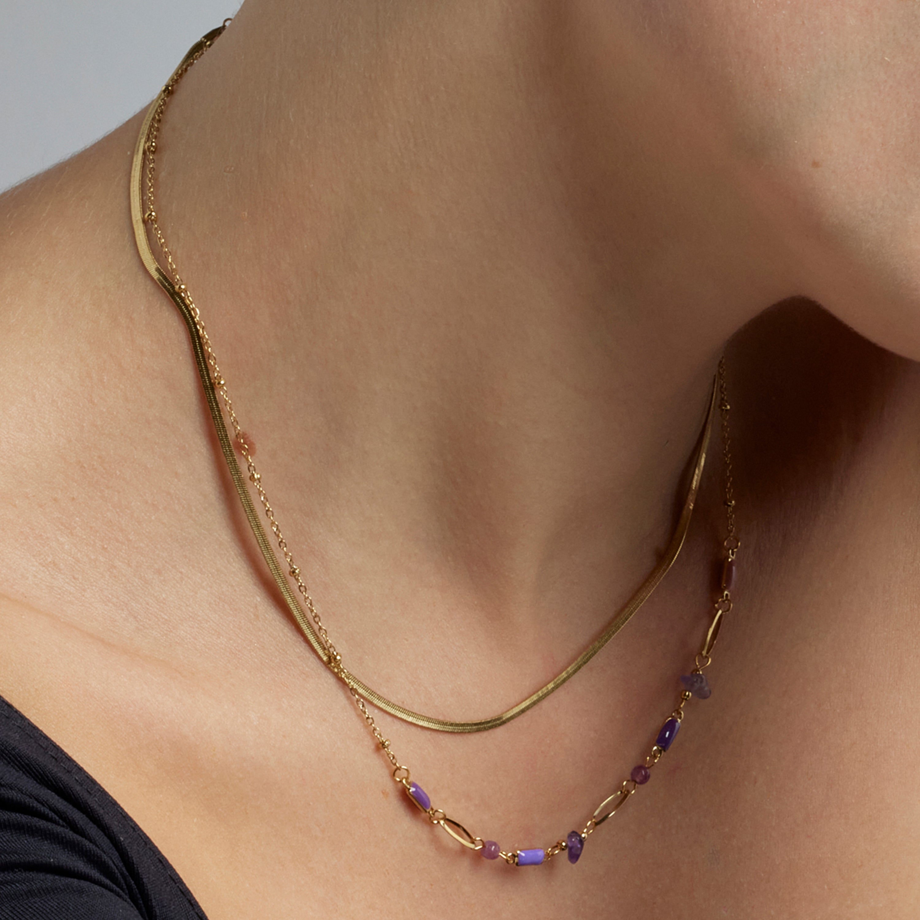 Collier avec laque multicolore finition or 18k - Rysai