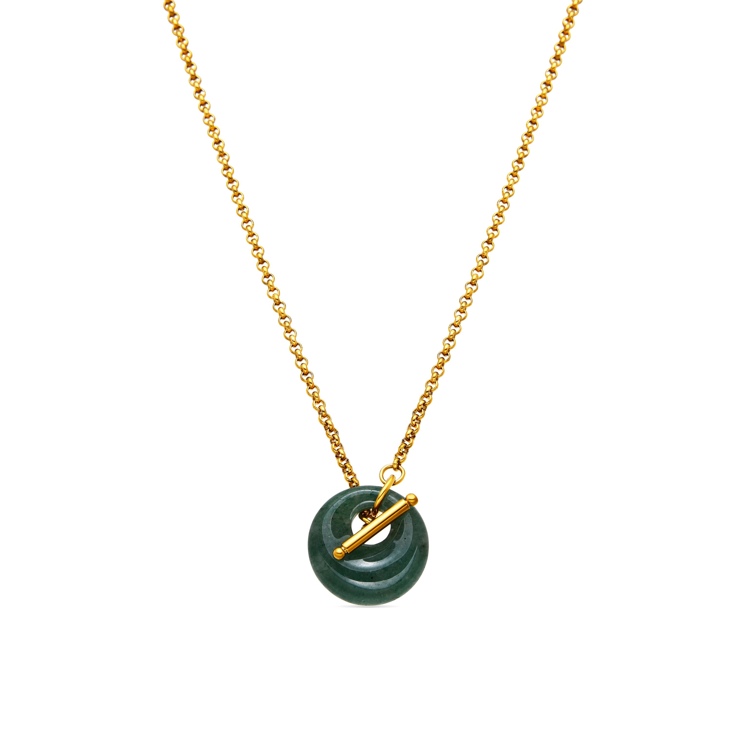 Collier avec Jade Vert finition or 18k - Zaira