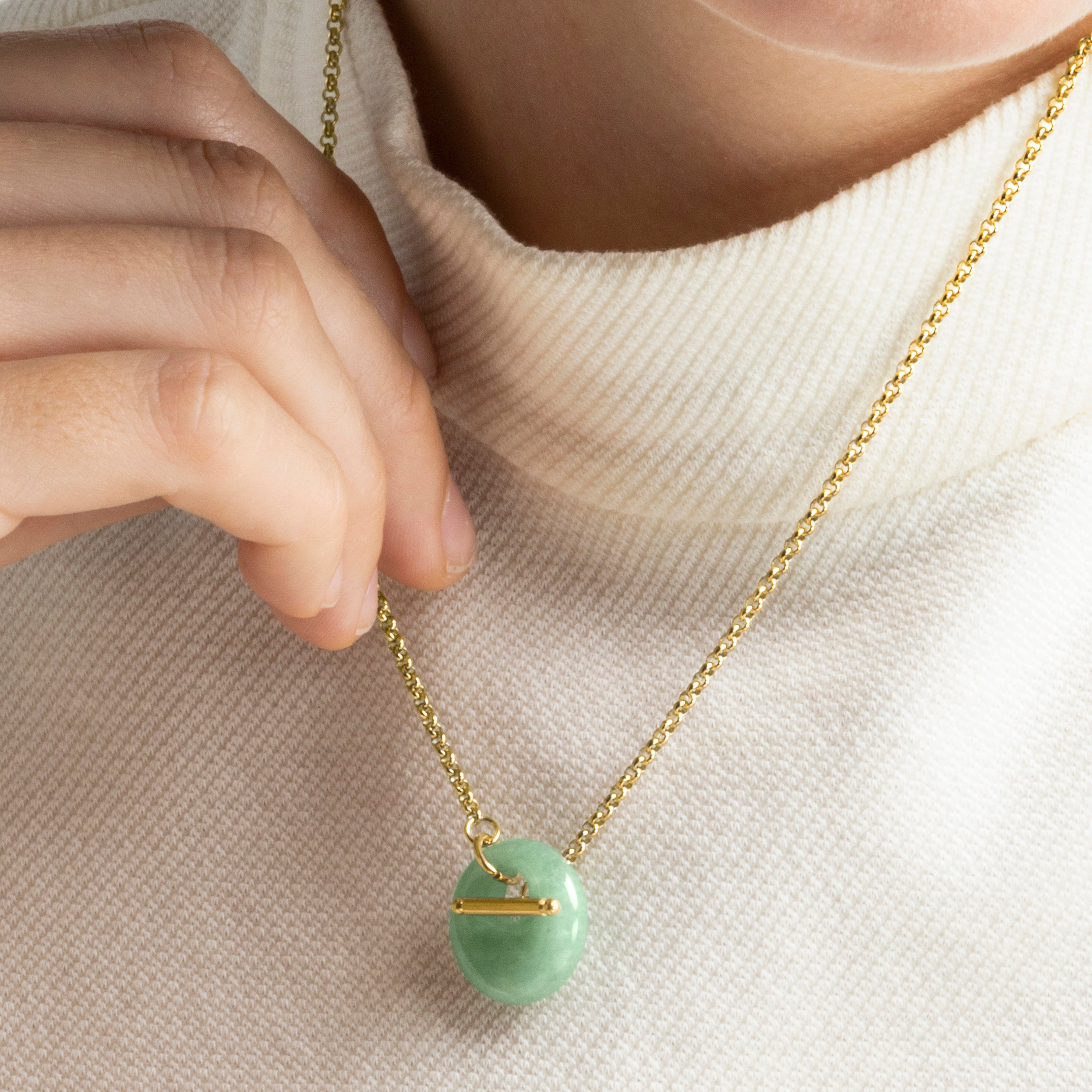 Collier avec Jade Vert finition or 18k - Zaira