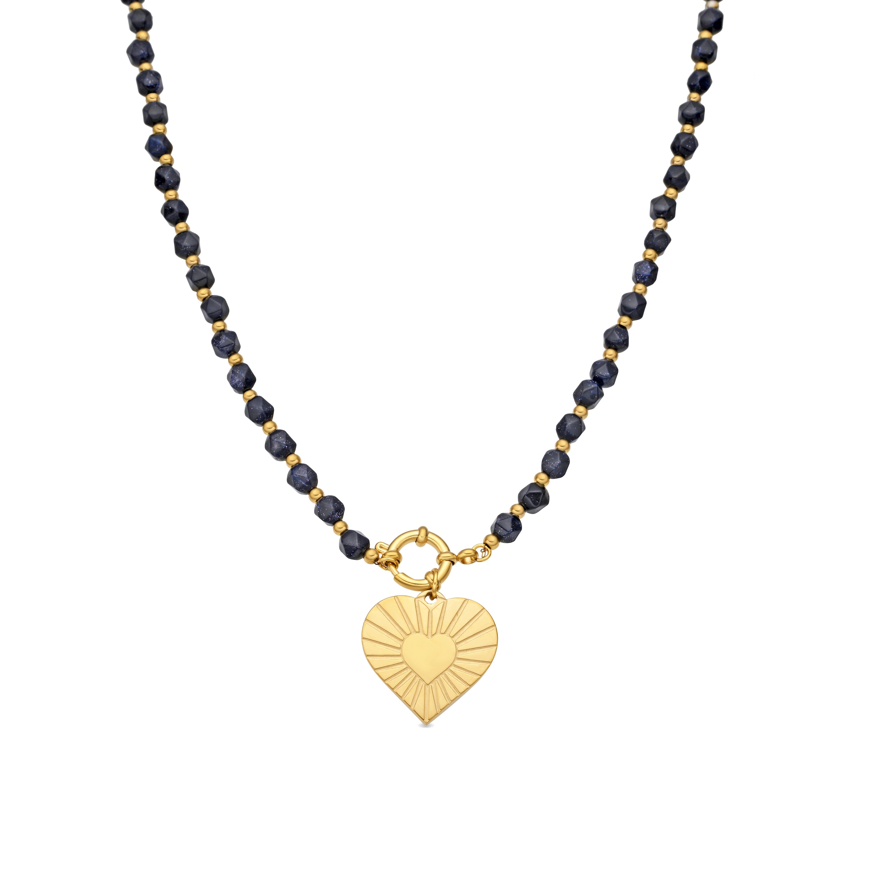 Collar de Cristal Negro acabado en oro amarillo 18k - Fario