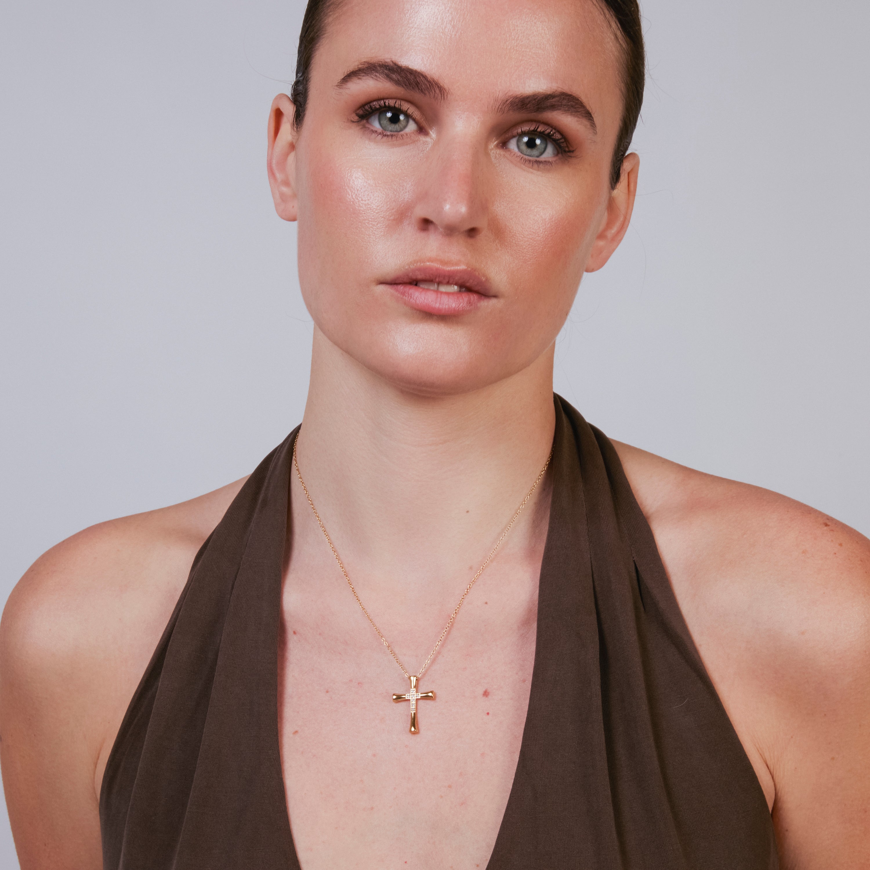 Collar de Circonita Brillante acabado en oro amarillo de 18k - Busit