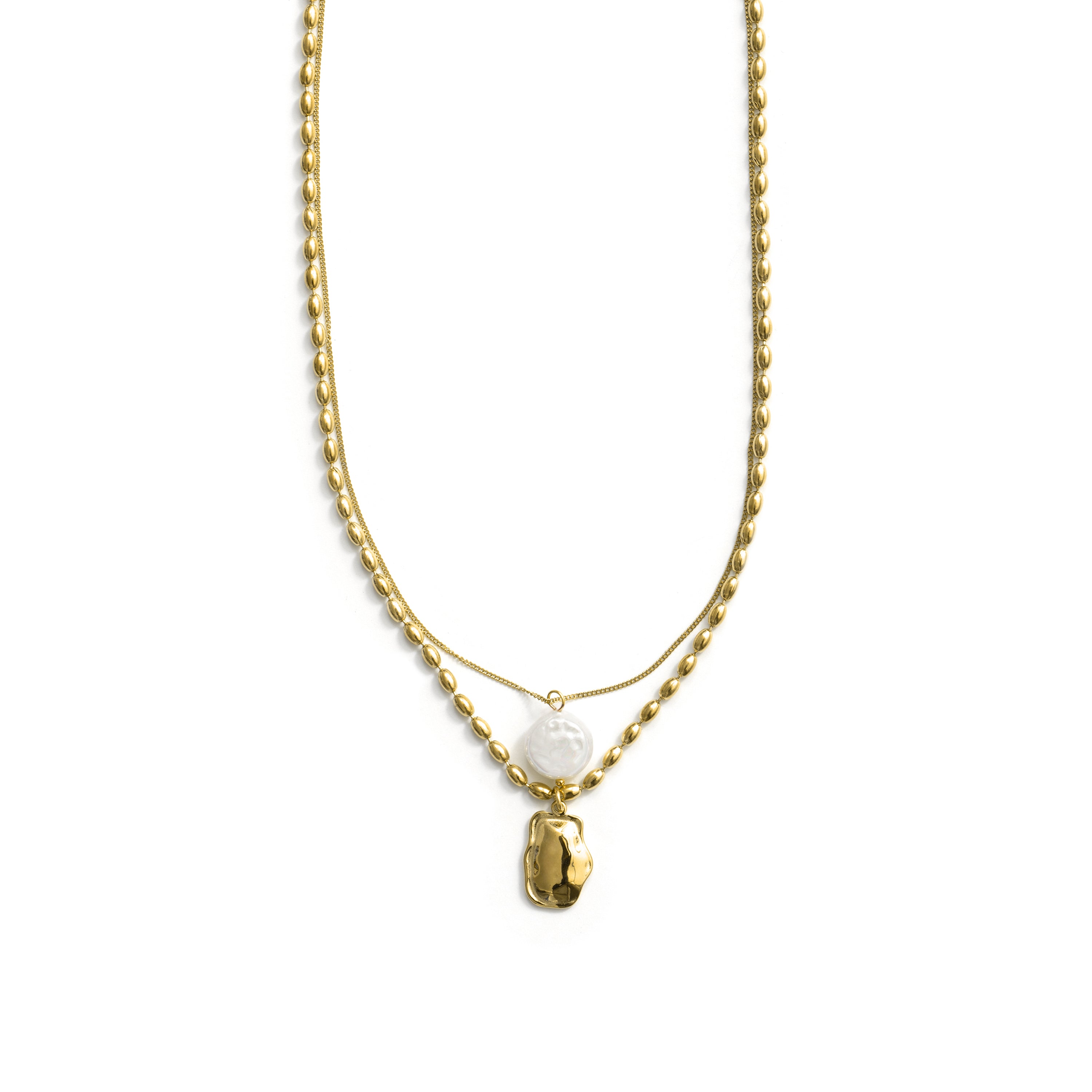 Collar de Perla Blanca acabado en oro amarillo de 18k - Dehan