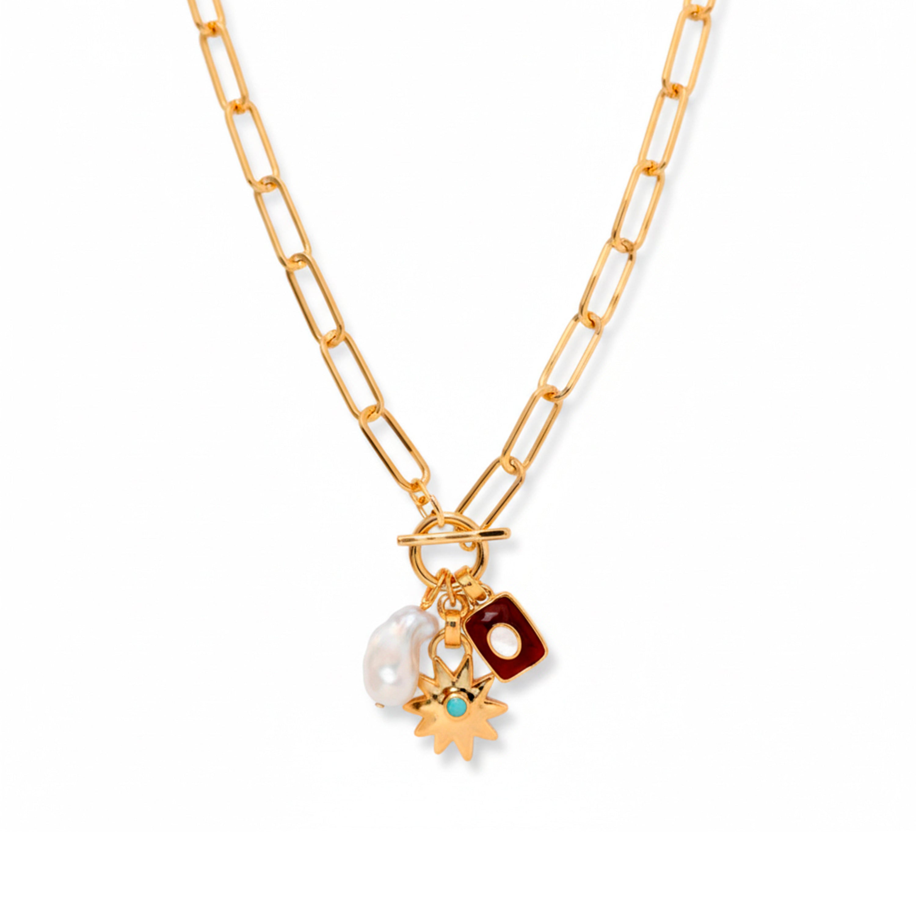 Collar de Perla Blanca acabado en oro amarillo de 18k - Irath