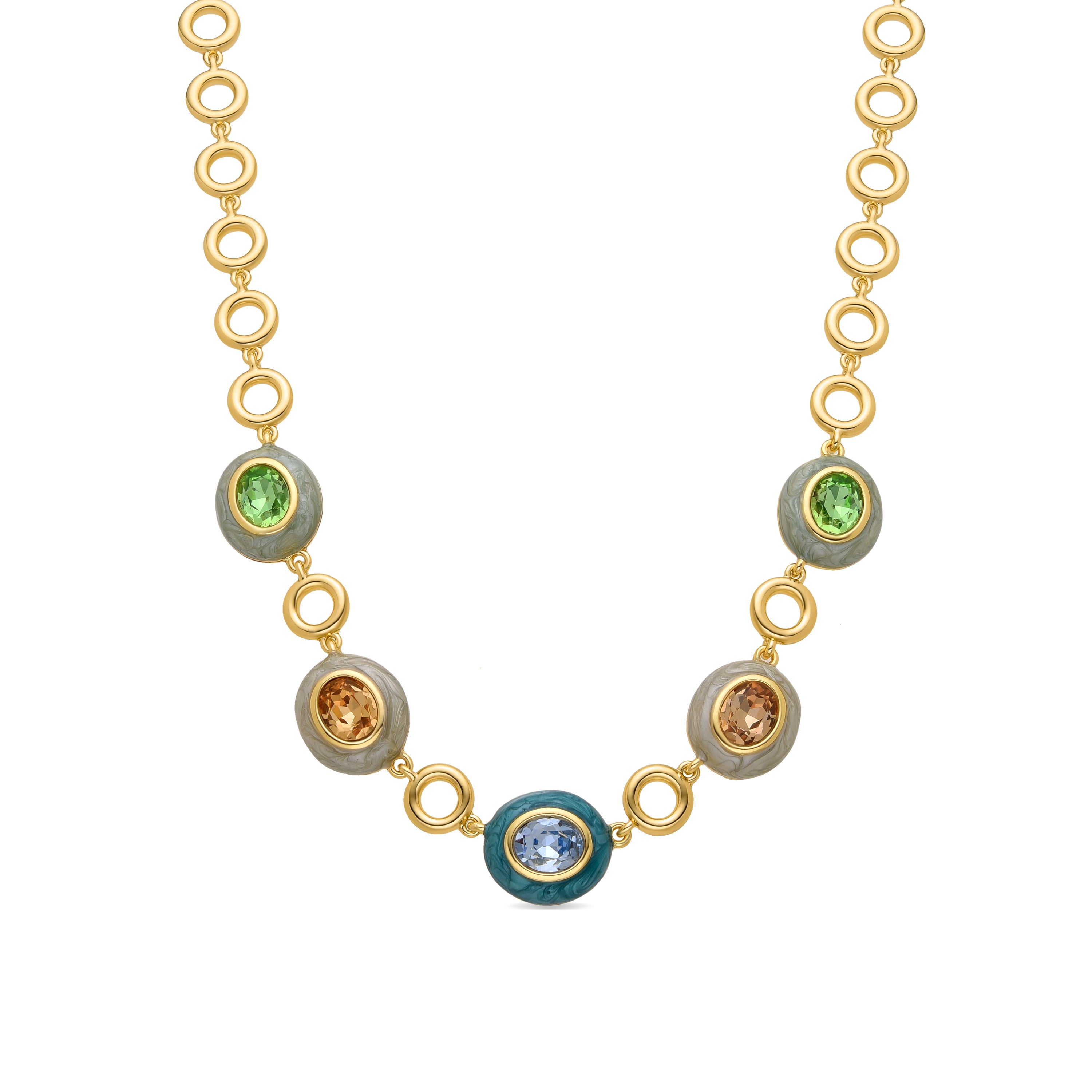Collar de Circonita Multicolor acabado en oro amarillo de 18k - Amarke
