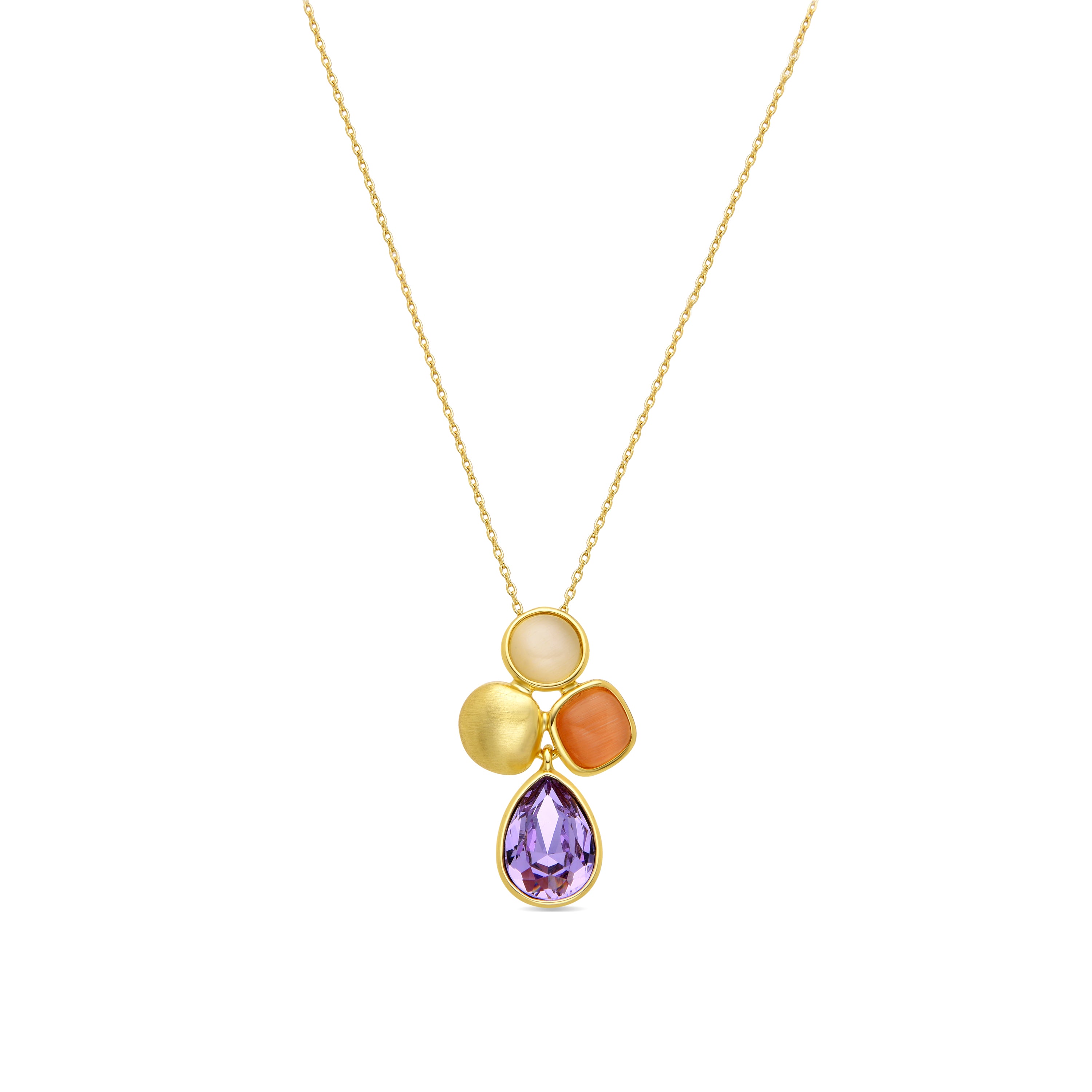 Collar de Cristal Morado acabado en oro amarillo de 18k - Vargae