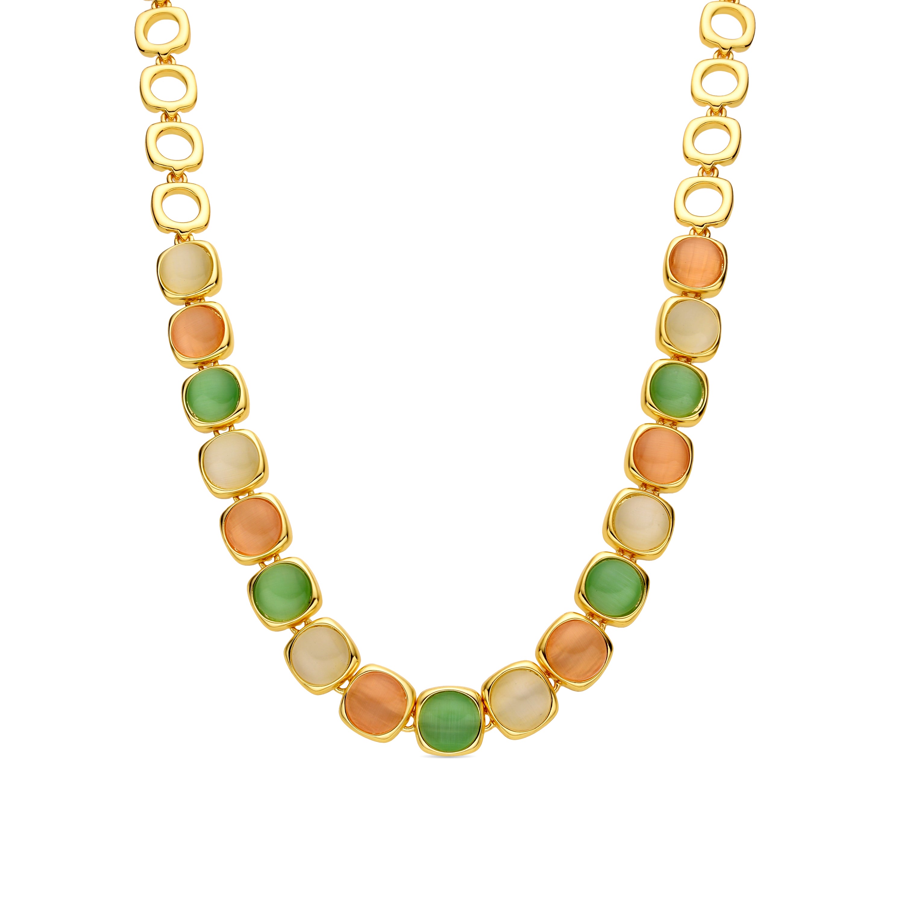 Collier avec Œil de Chat Multicolore finition or 18k - Shureo