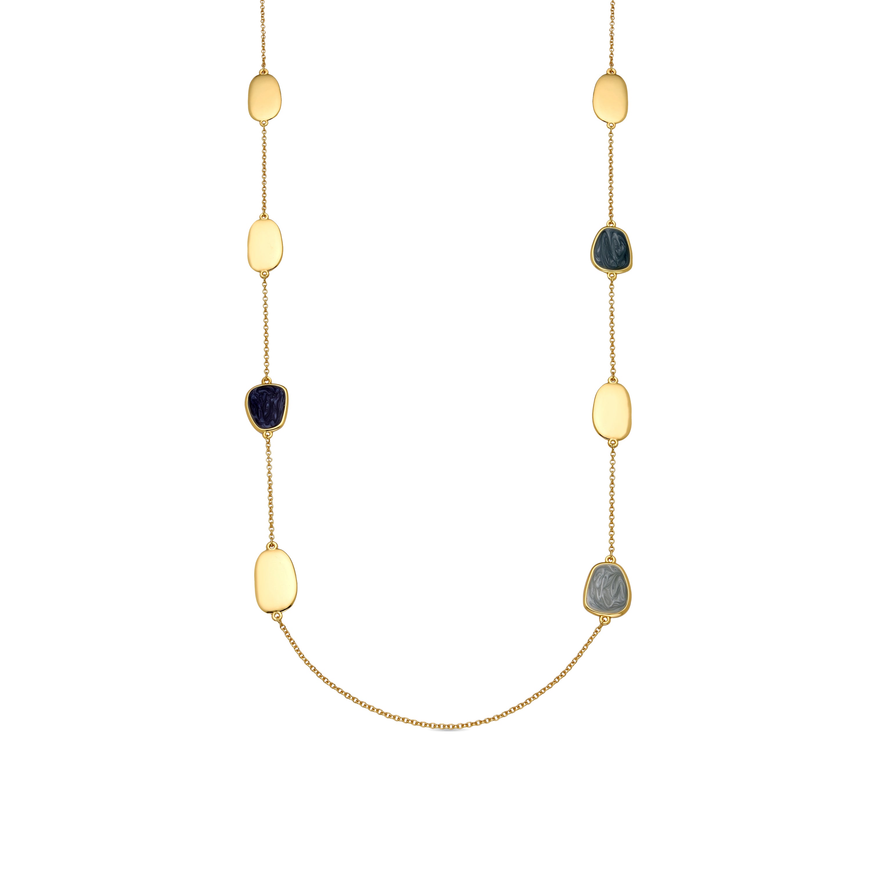 Necklace with Blue Lacquer 18k gold finish - Talyu