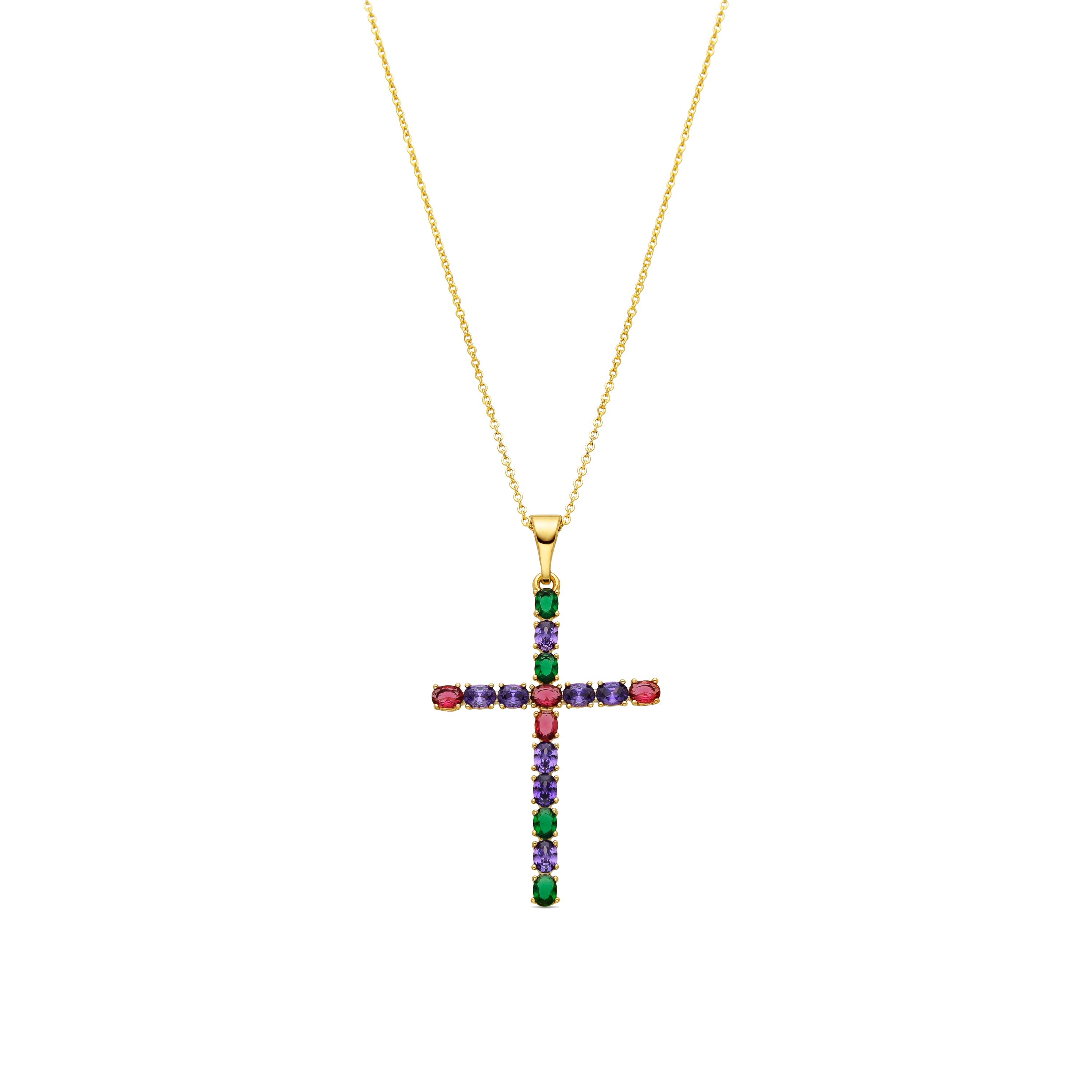 Collier avec Zircon multicolore finition or 18k - Serox