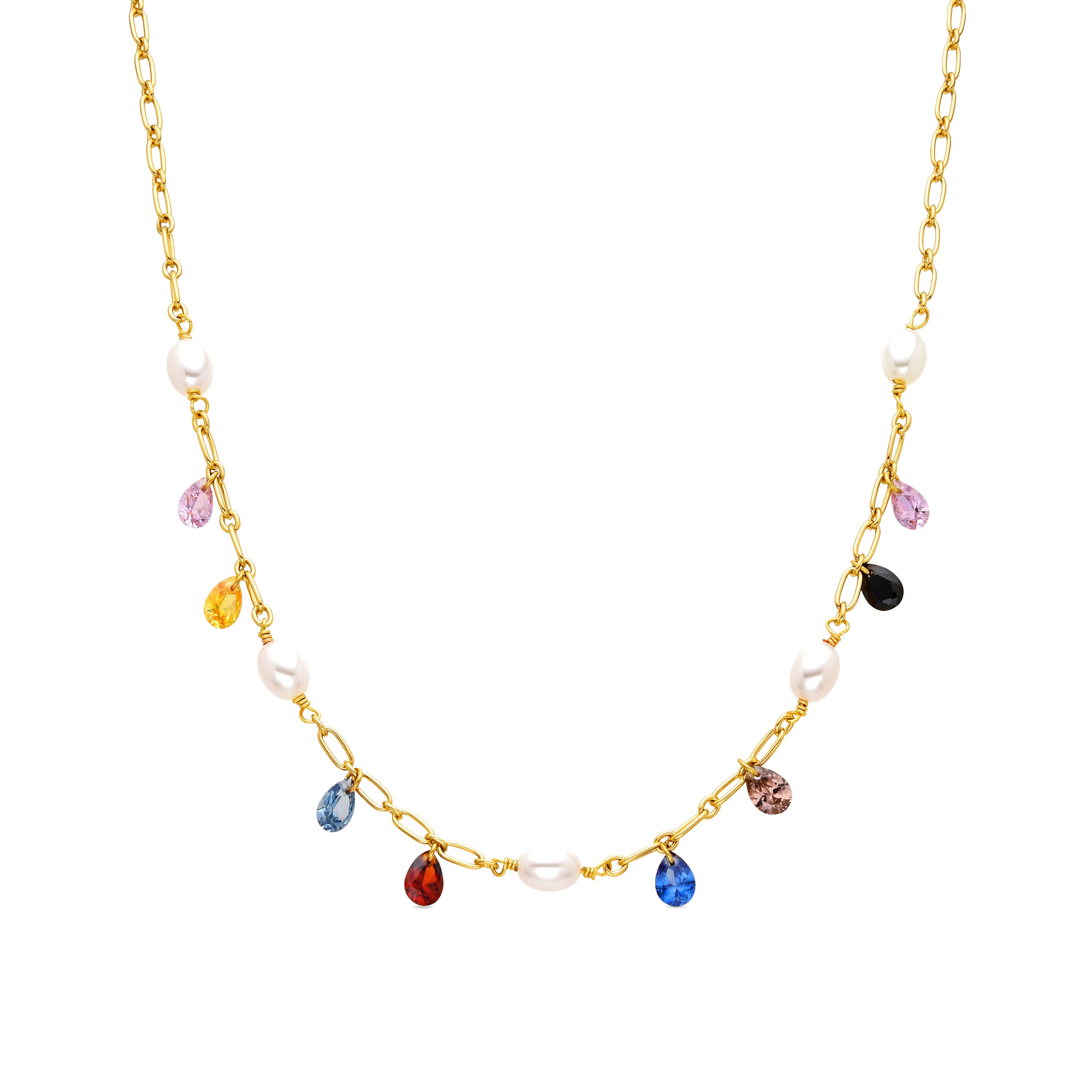 Collier avec Perle Blanche finition or 18k - Lalxy