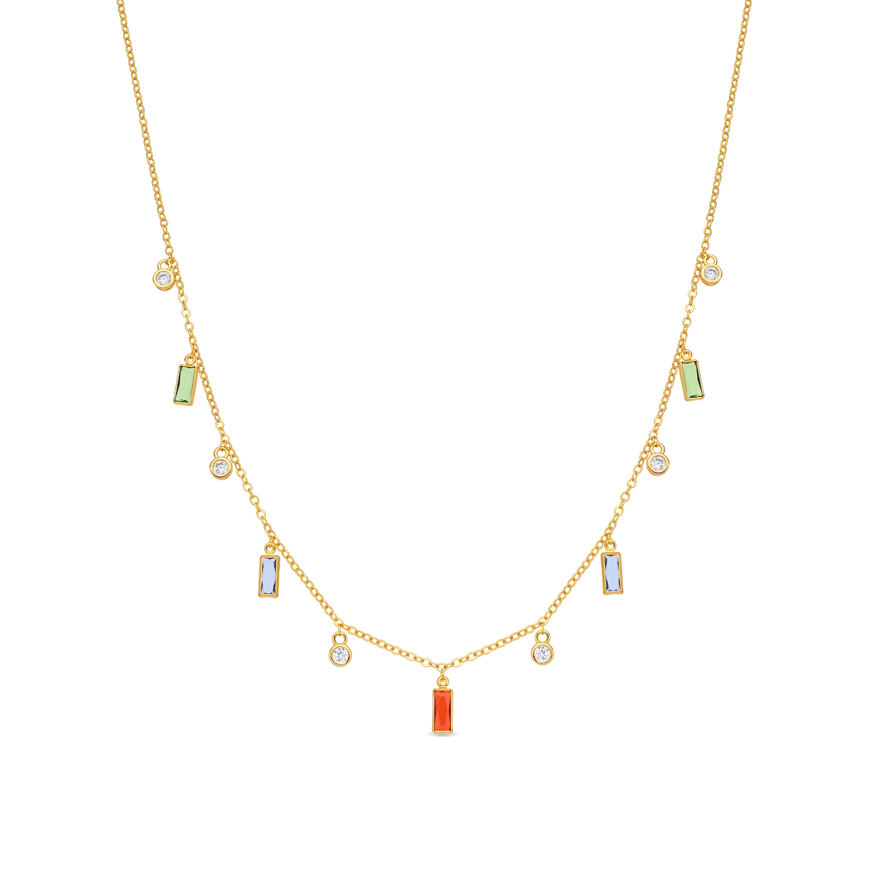 Collar de Circonita Multicolor acabado en oro amarillo de 18k - Othly
