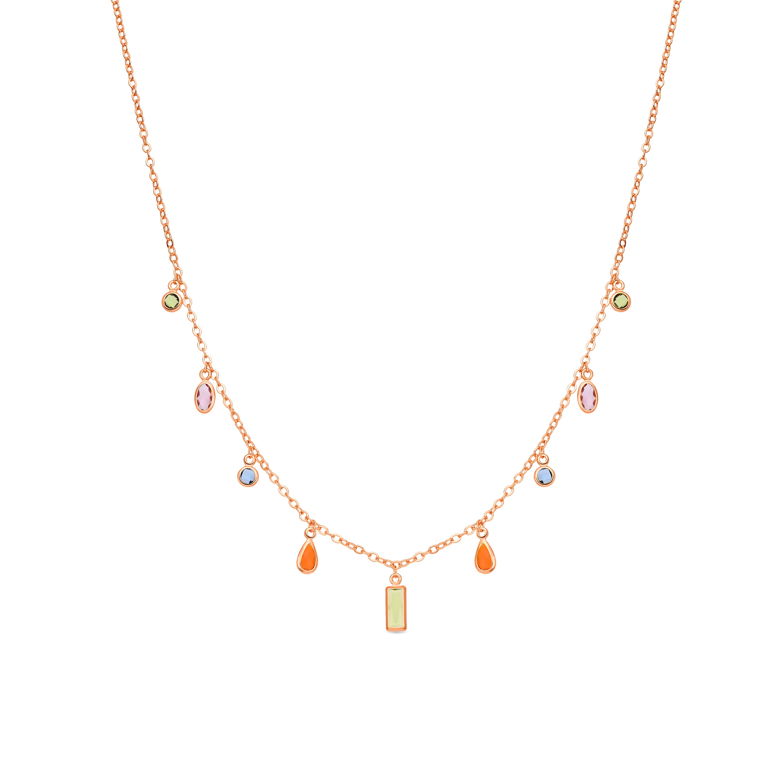 Collar de Circonita Multicolor acabado en oro amarillo de 18k - Ayisha