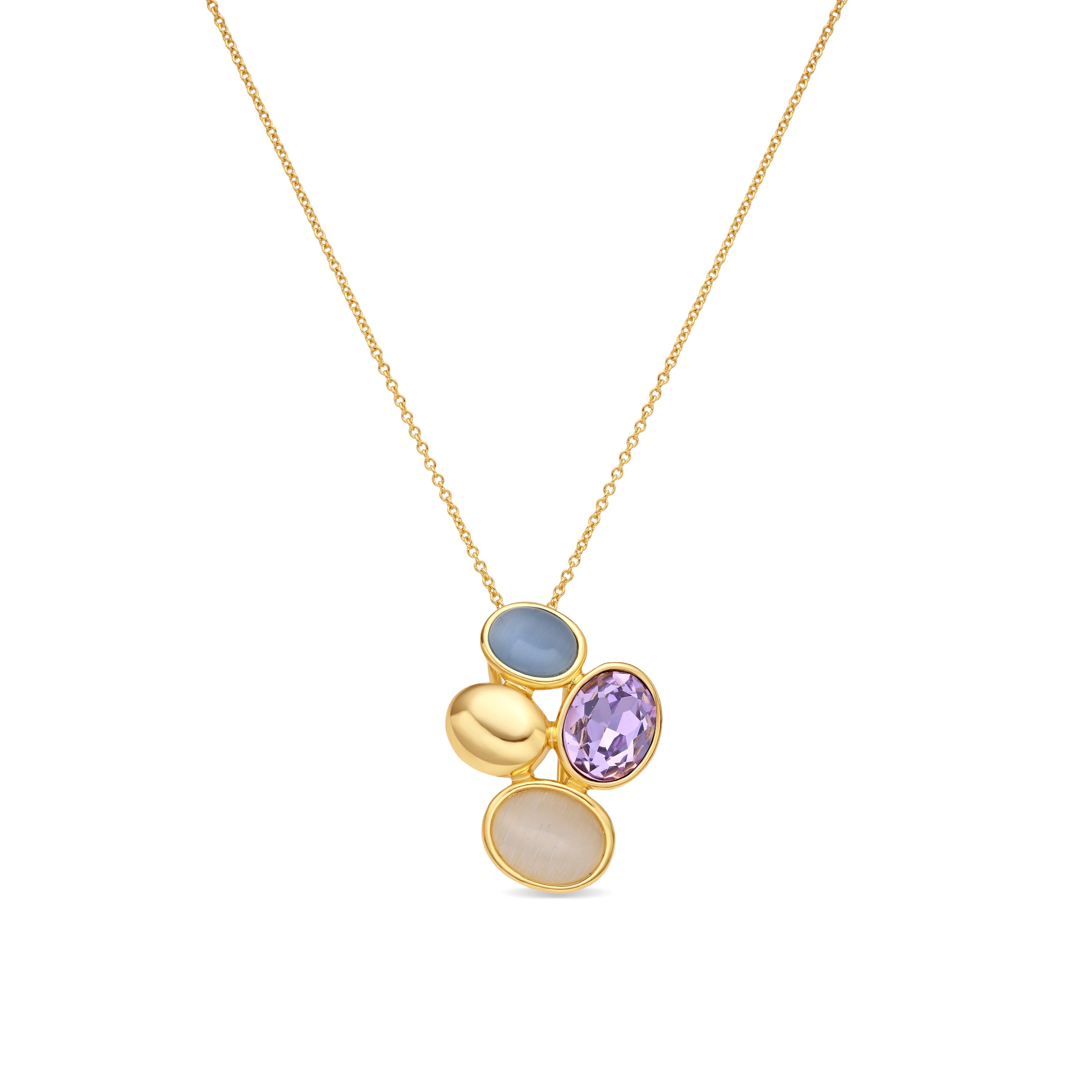 Collar de Cristal Morado acabado en oro amarillo de 18k - Sionu