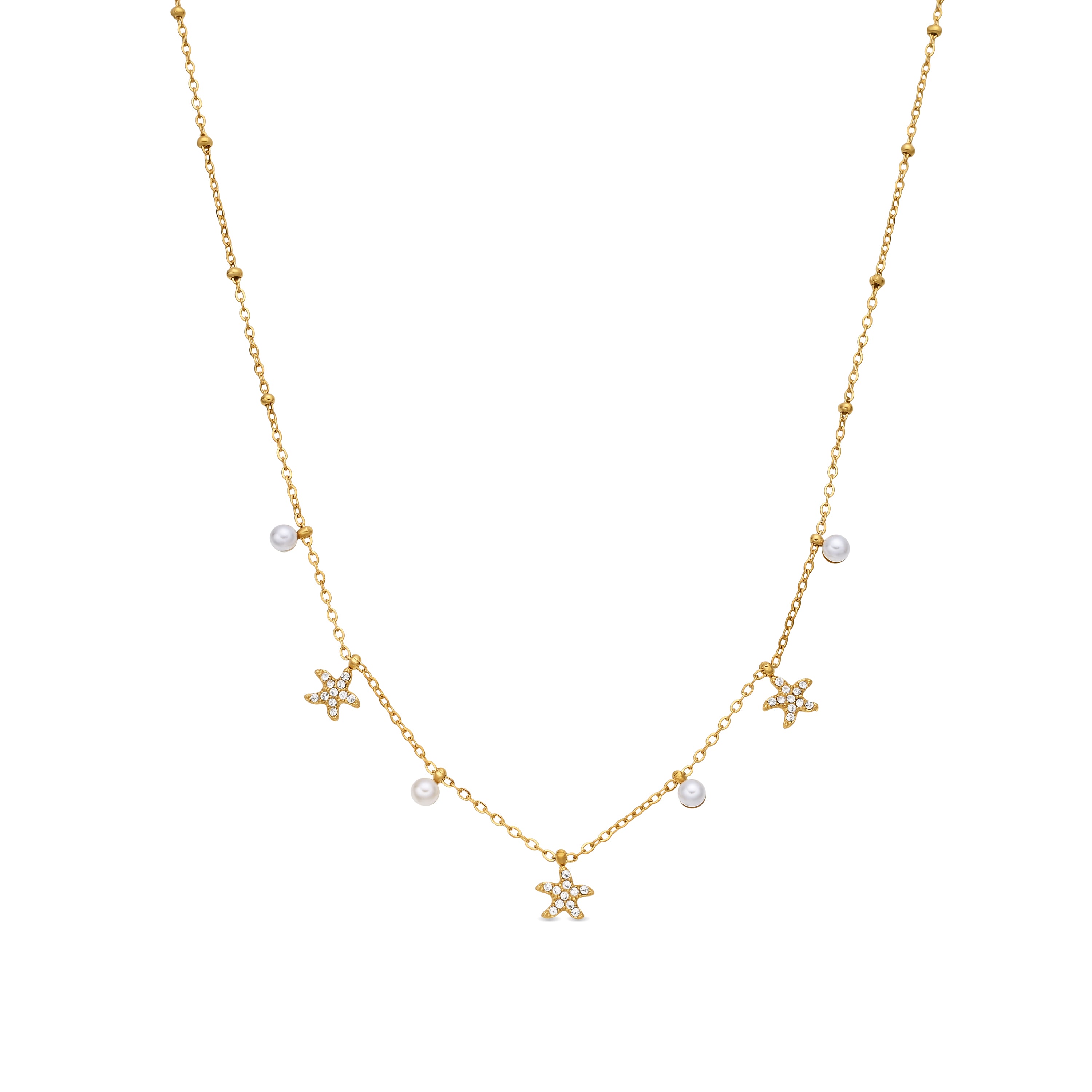 Collar de Aleación de Metal y Circonita Brillante acabado en oro amarillo de 18k - Bata