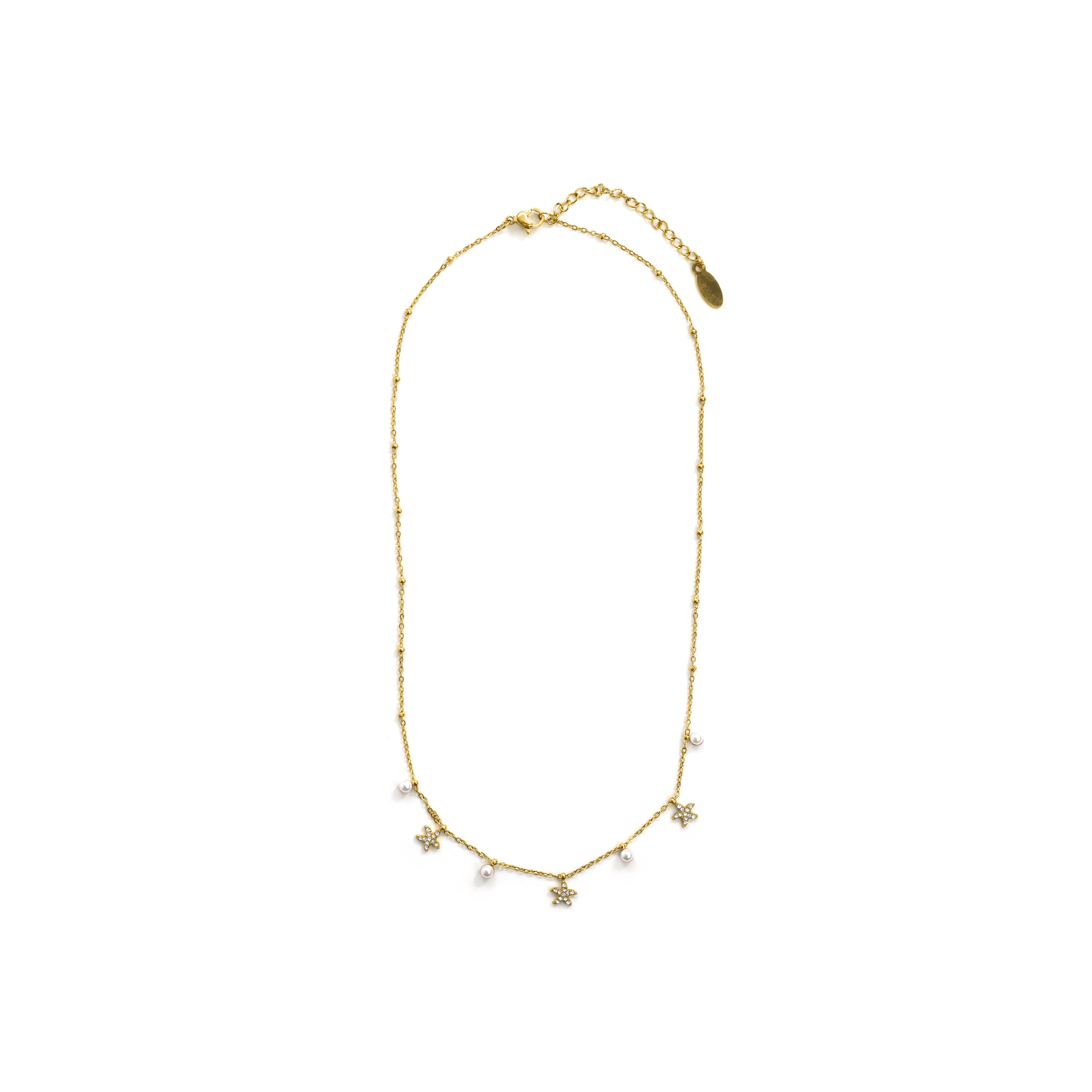 Collar de Aleación de Metal y Circonita Brillante acabado en oro amarillo de 18k - Bata