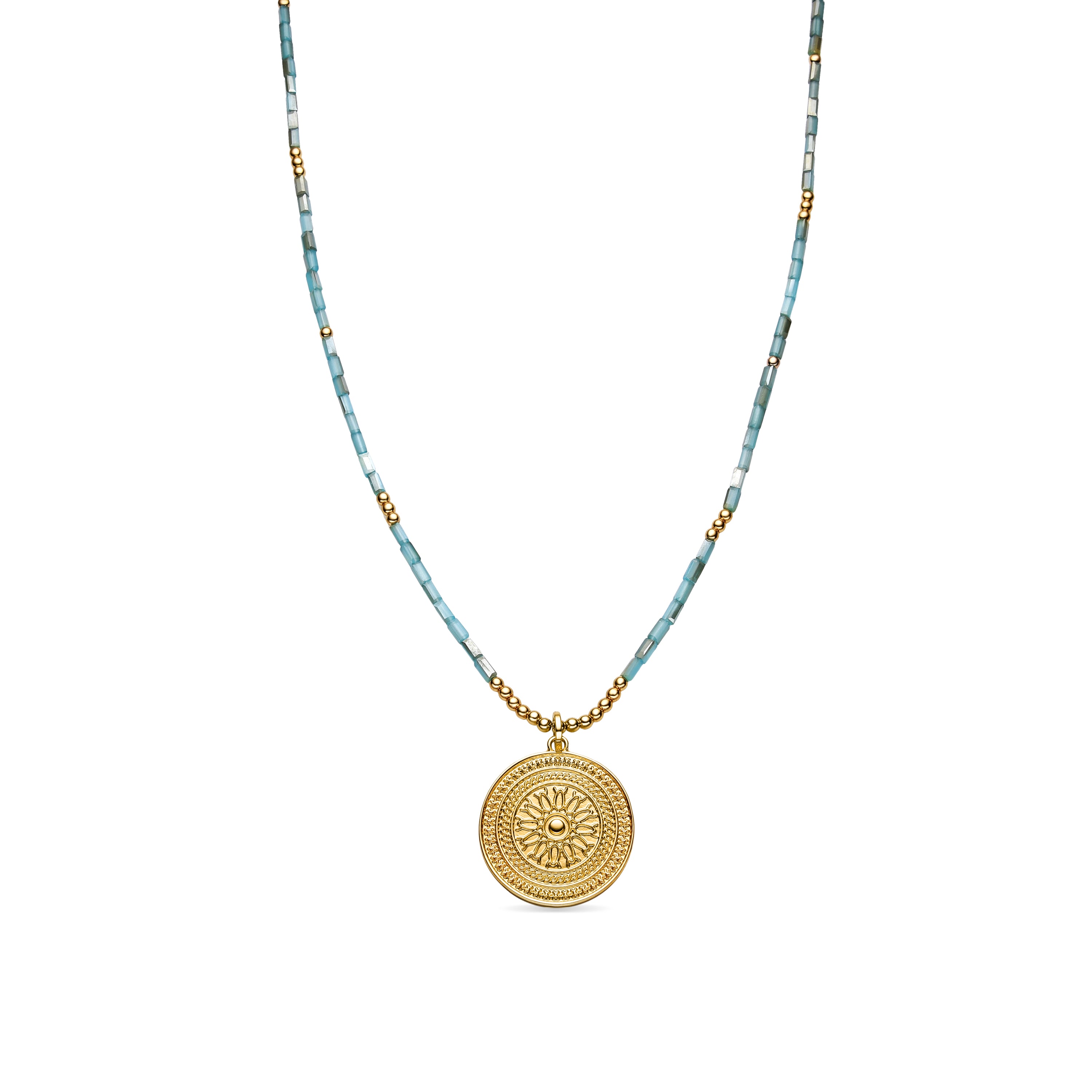 Collier avec Cristal Bleu finition or 18k - Thyu