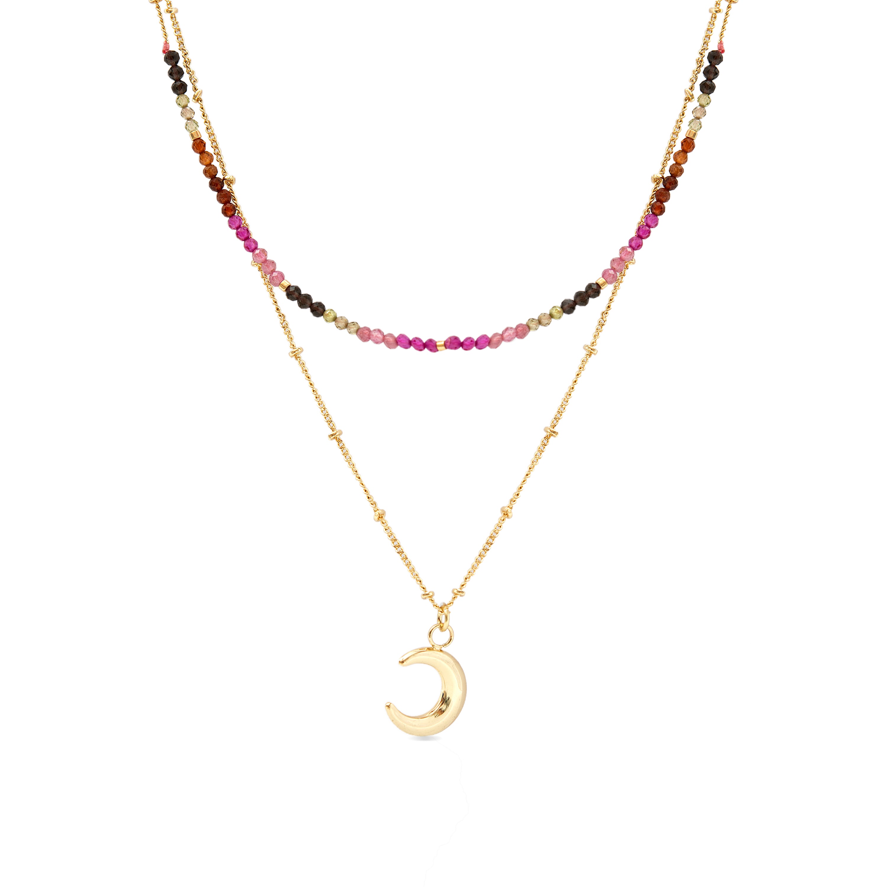 Collar de Cristal Multicolor acabado en oro amarillo de 18K - Noko