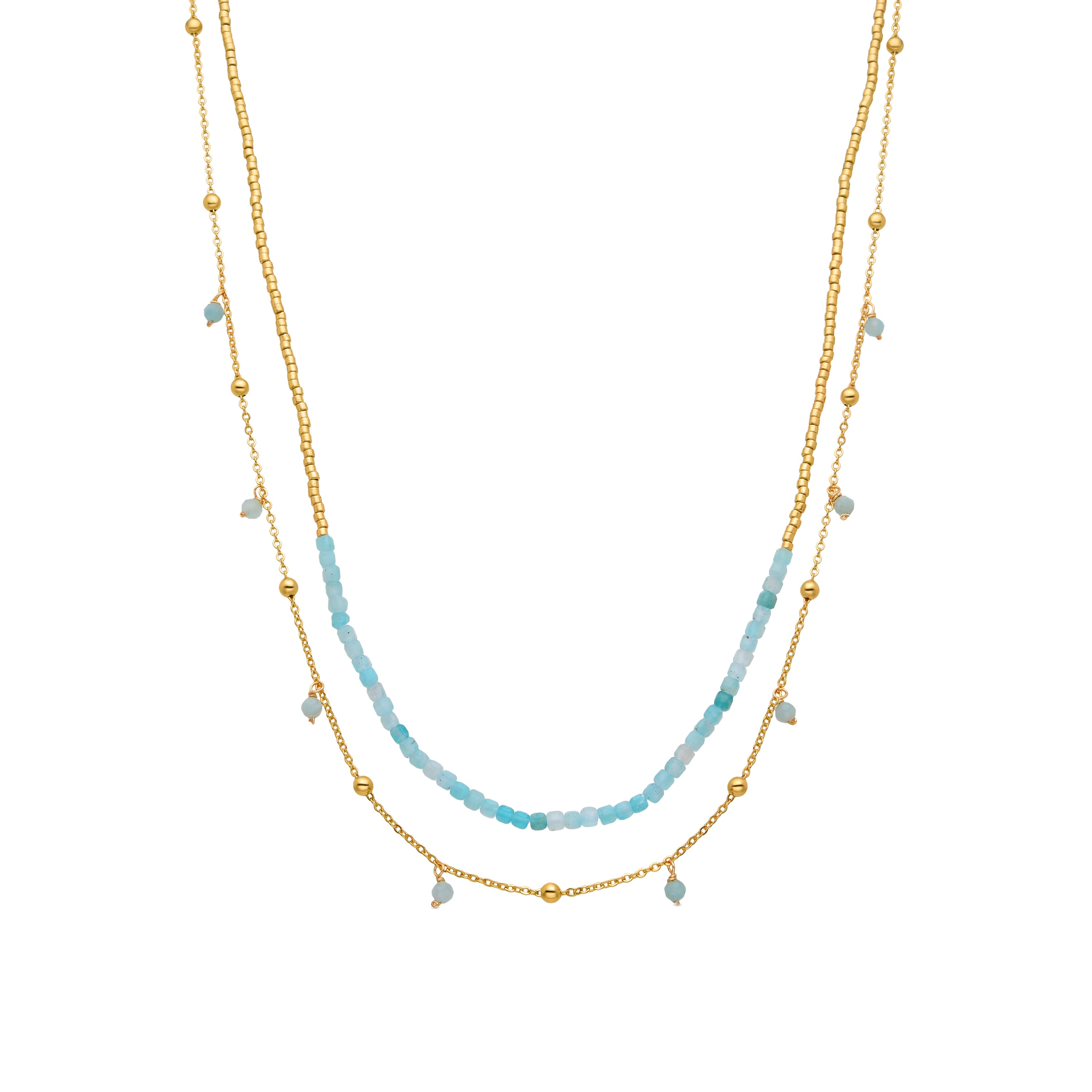 Collar de Turquesa acabado en oro amarillo de 18k - Akya