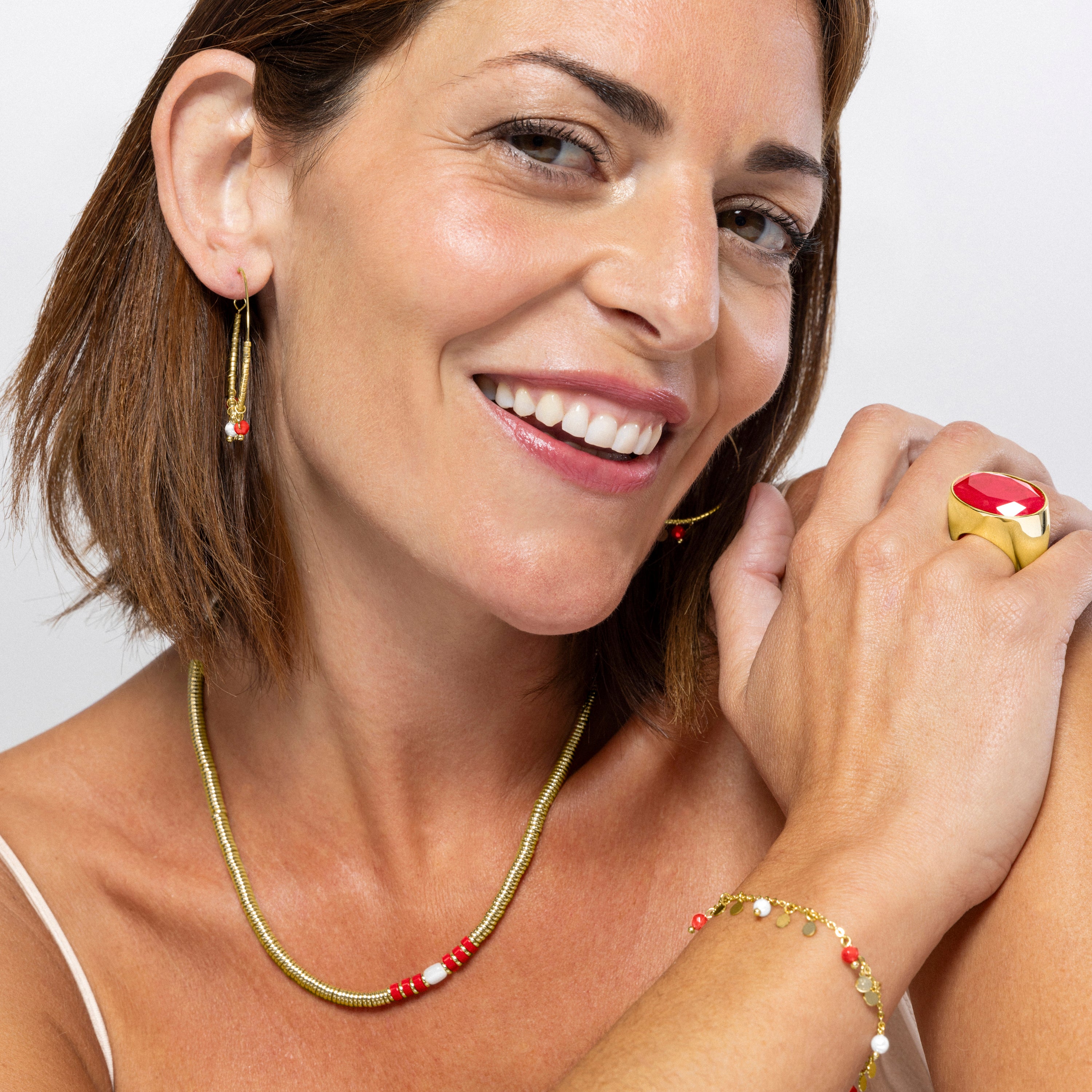 Collar de Coral acabado en oro amarillo de 18k - Sumuna