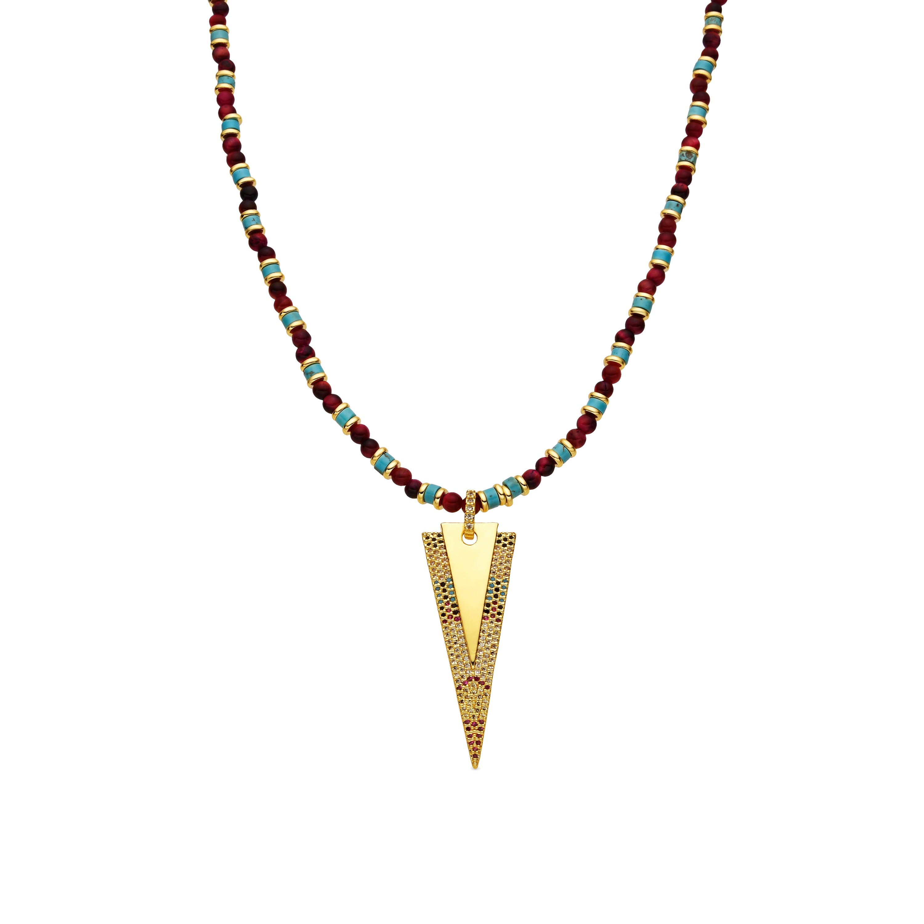 Collier avec Zircon multicolore finition or 18k - Colix