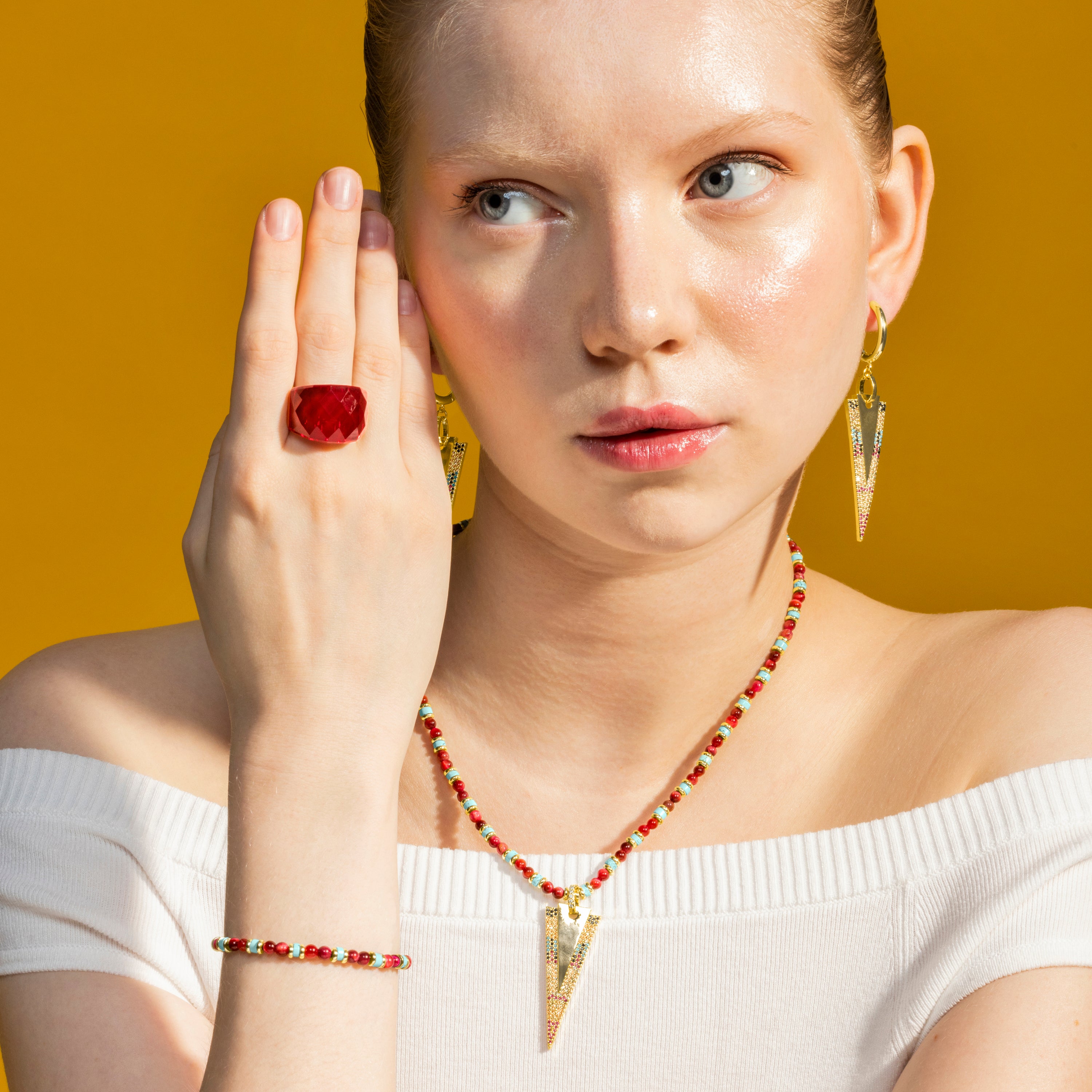 Collier avec Zircon multicolore finition or 18k - Colix